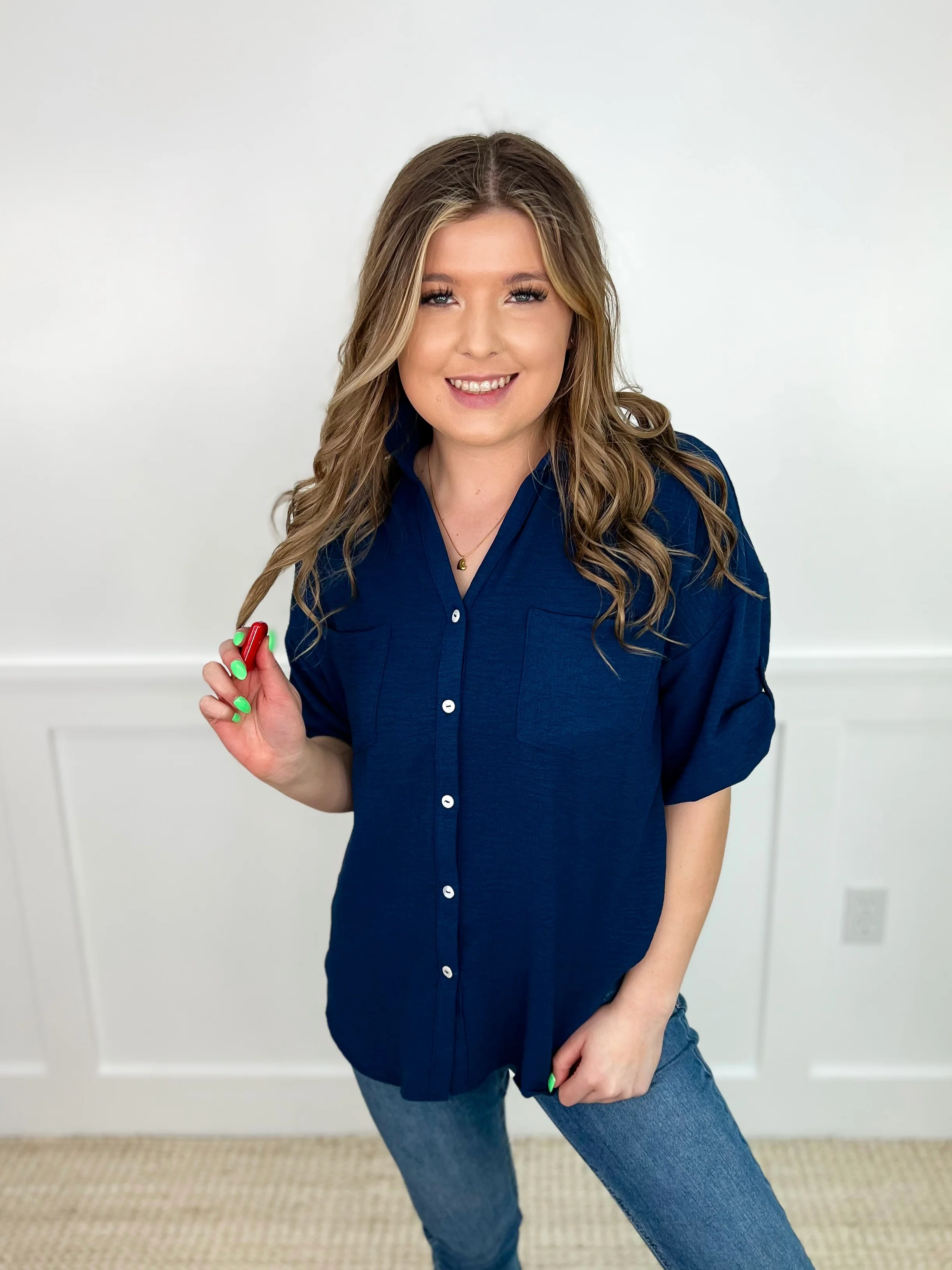 Feeling Some Way Short Sleeve Avery Mae Button Up Top - 8 colors! - Image 6
