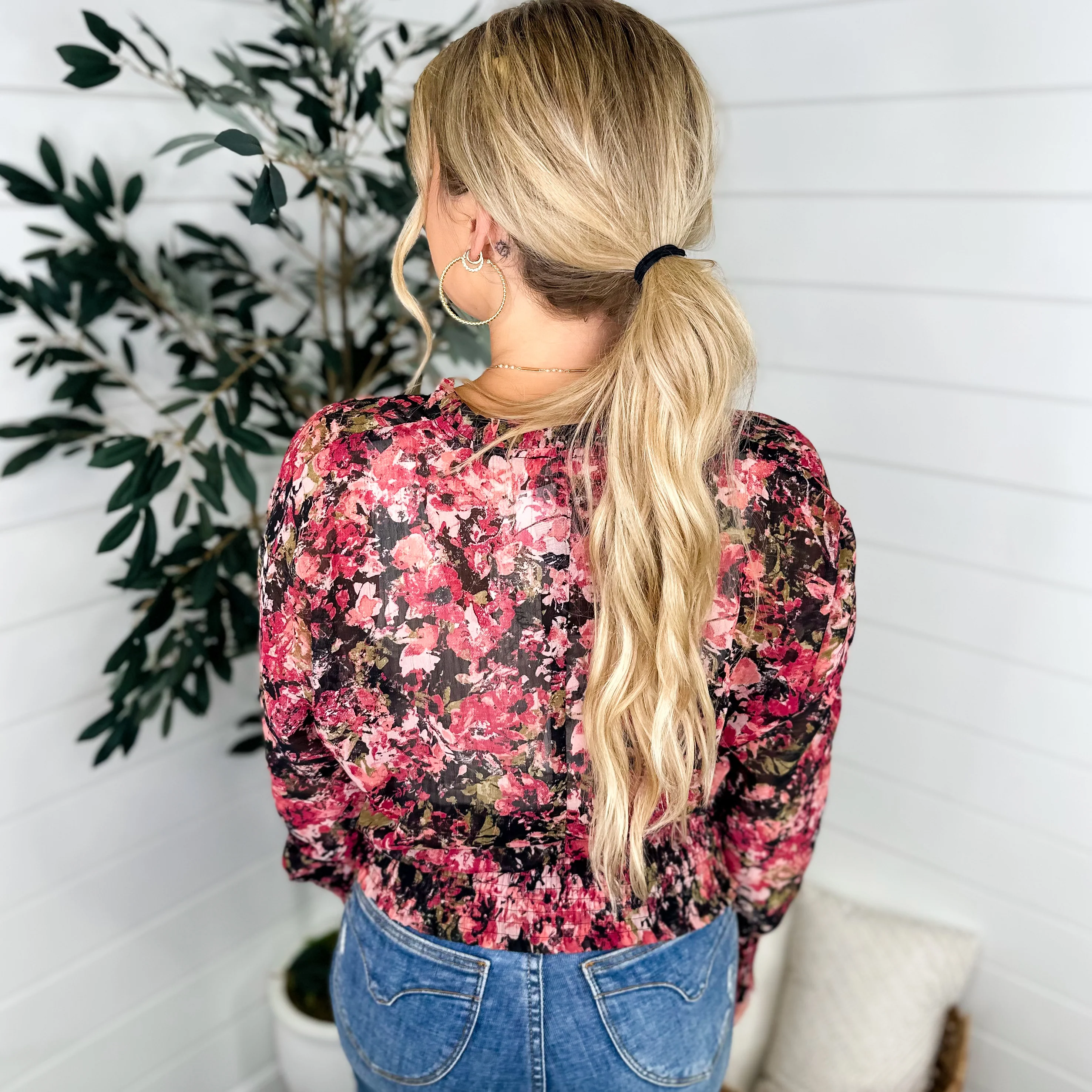Feels so Connected Sheer Long Sleeve Floral Avery Mae Top - Image 2