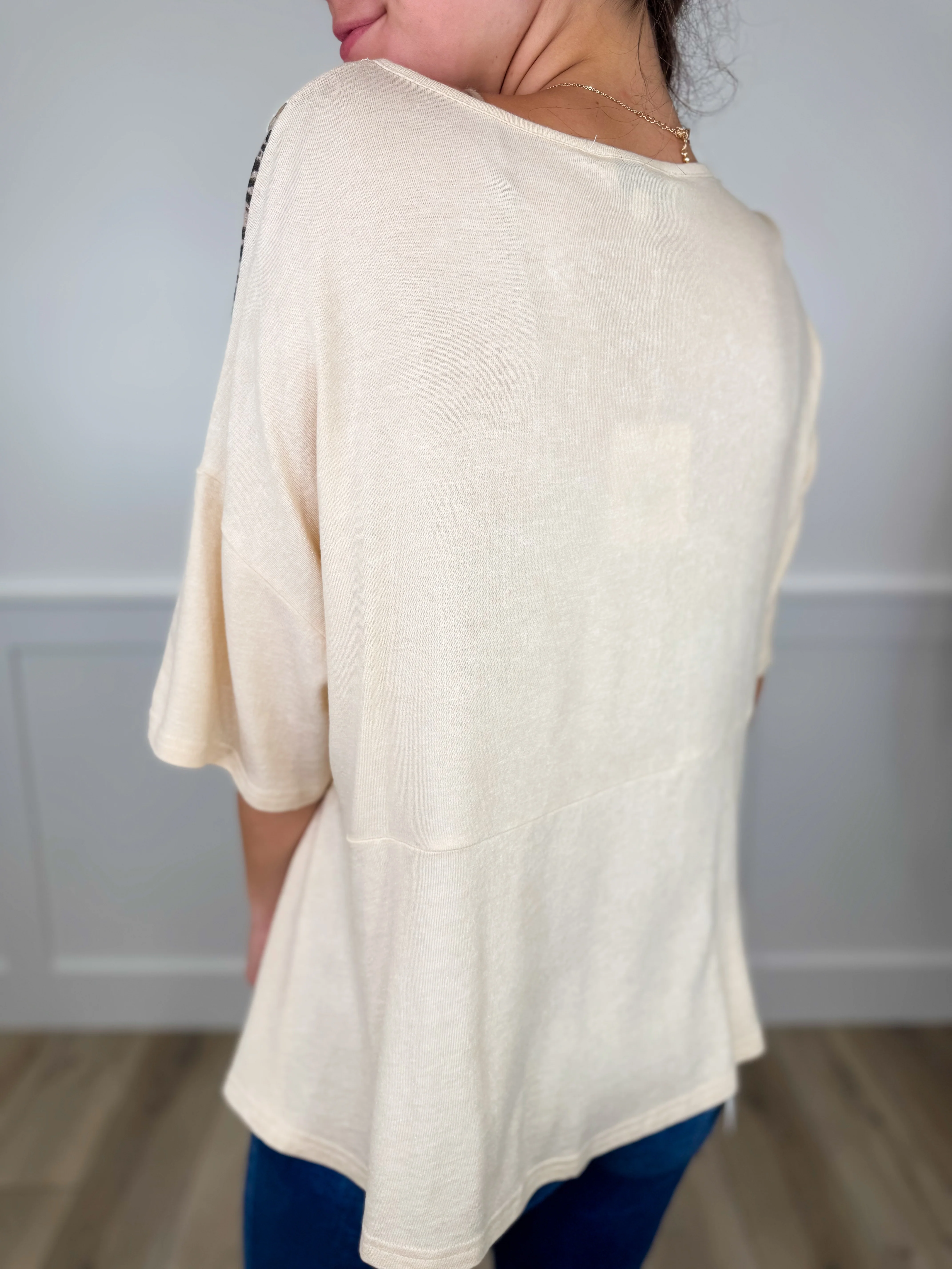 Final Beginnings Short Sleeve Beige Avery Mae Top - Image 2
