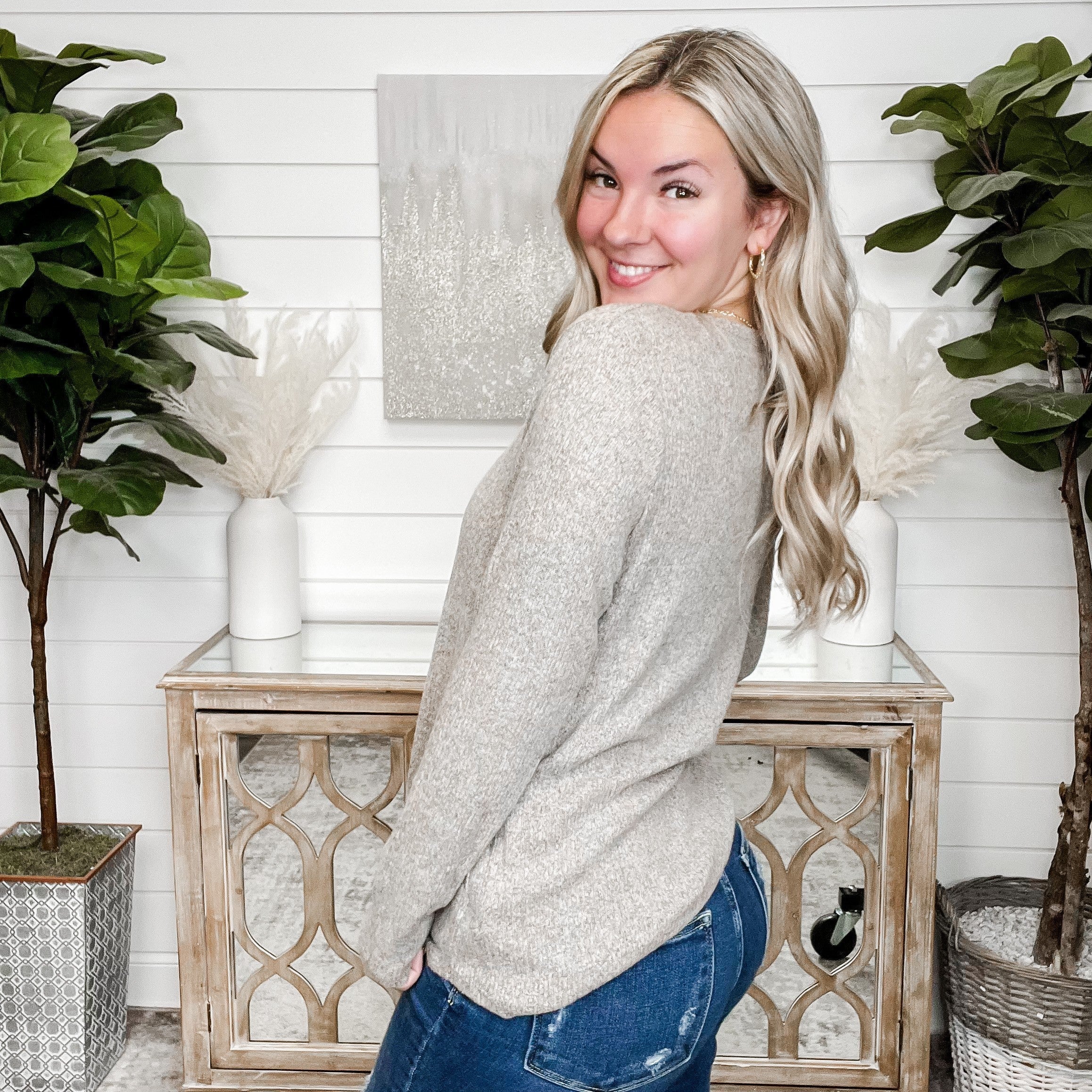 Find a Way Knit Grey Top - Image 2