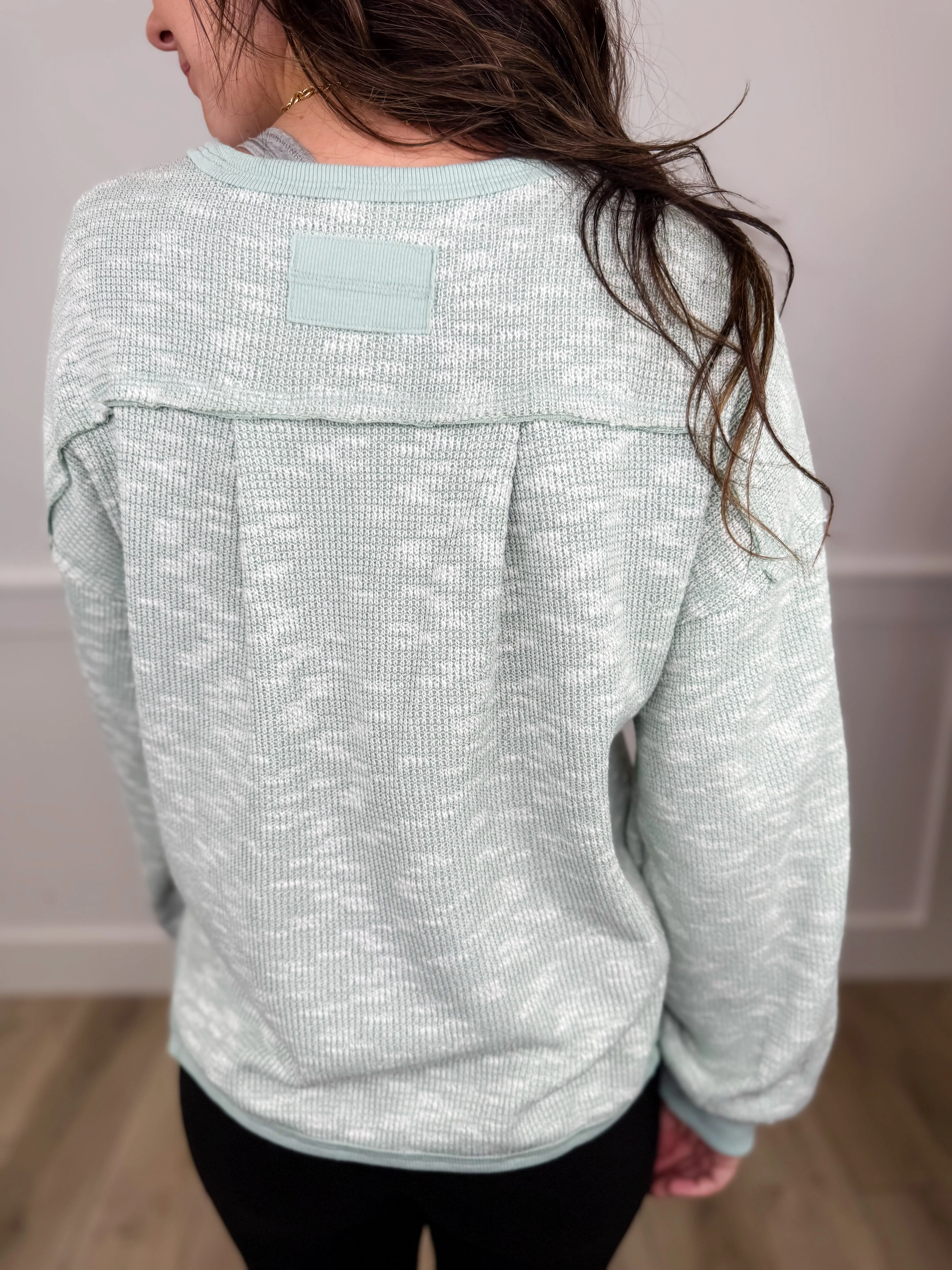 Finding the Calm Knit Long Sleeve Mint Avery Mae Top - Image 2