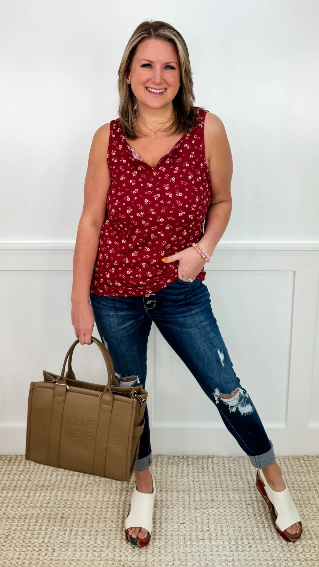 Finding the Summer Heat Ribbed Wine Avery Mae Tank Top - Image 4