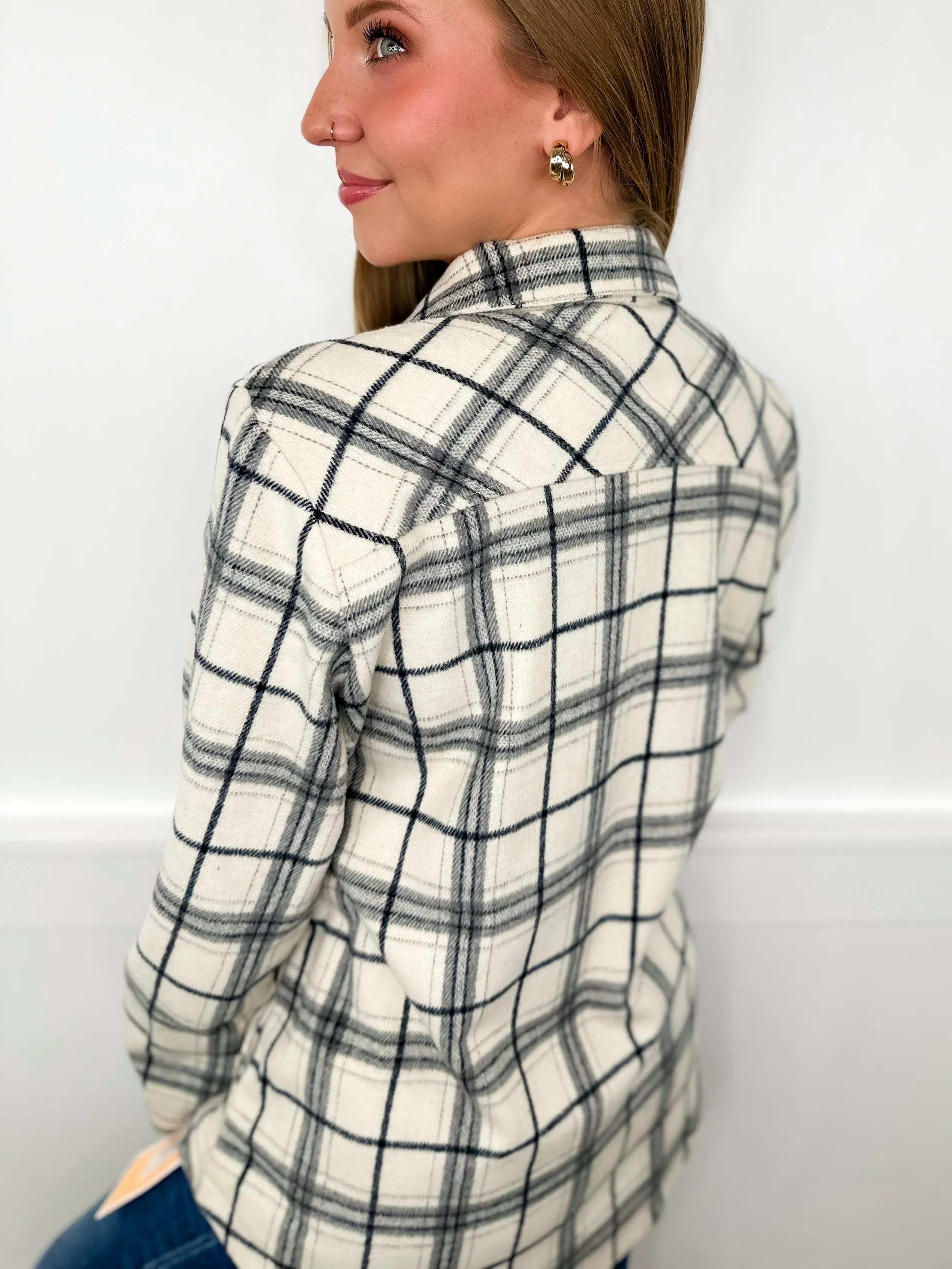 Finding the Way Fleece Long Sleeve Cream Avery Mae Shacket - Image 2