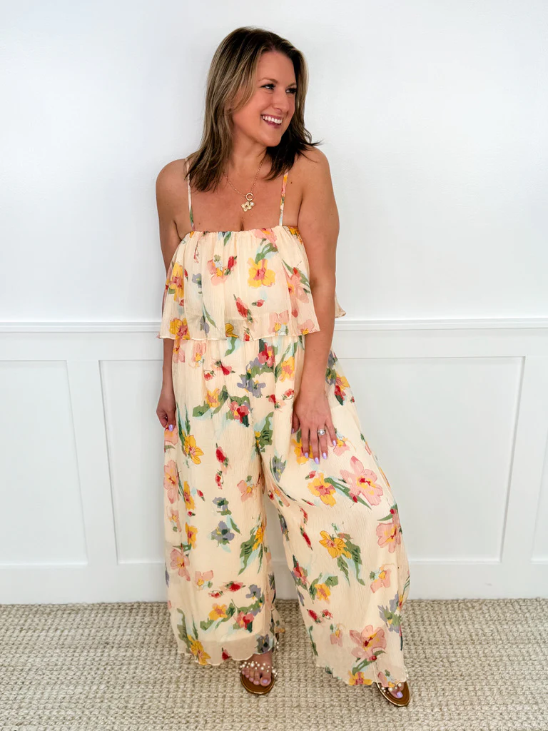 First Impressions Peach Avery Mae Jumpsuit