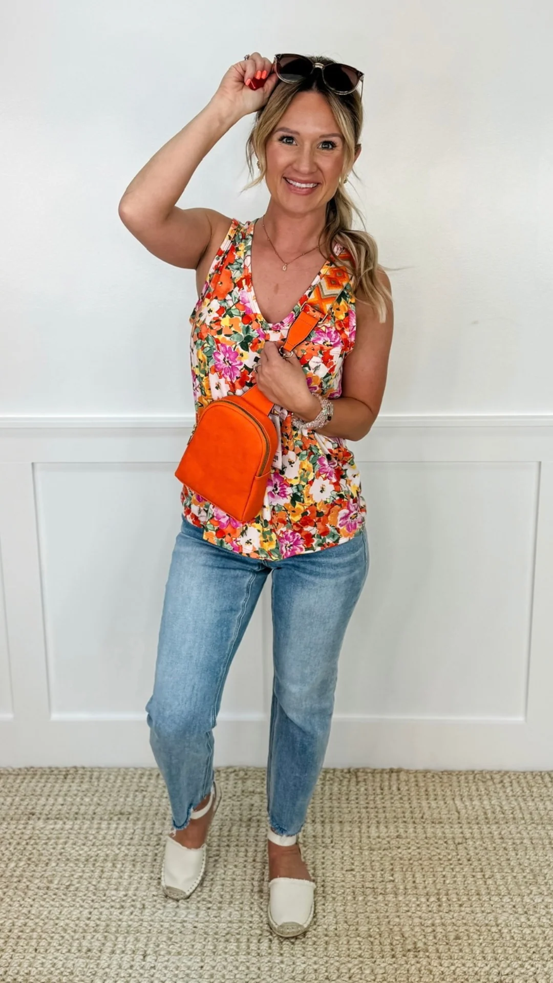 Floral Catch Orange Avery Mae Tank Top - Image 2