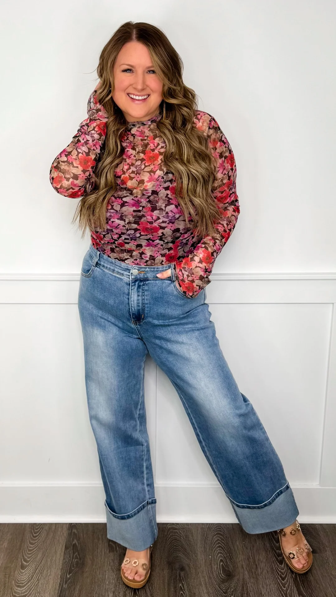 Floral Feeling Sheer Mesh Long Sleeve Avery Mae Top - 2 colors! - Image 5
