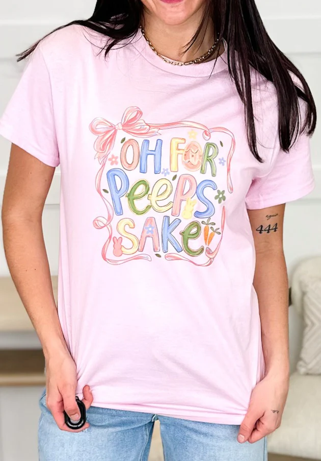 For Peeps Sake Cotton Short Sleeve Pink Avery Mae Graphic Tee Shirt (Gidlan) - Image 2