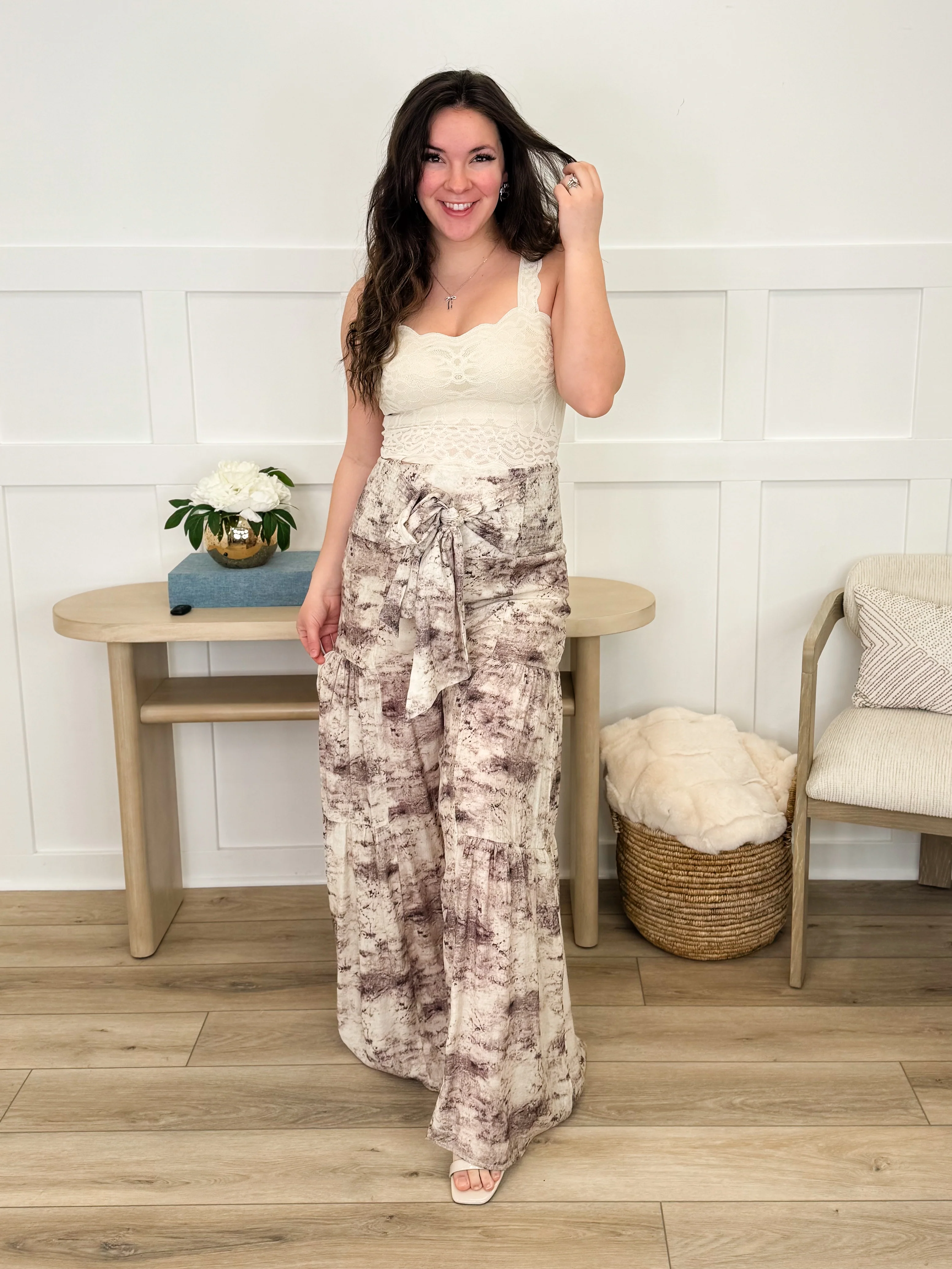 For the First Time High-Rise Lightweight Sand Avery Mae Palazzo Pants - Image 4
