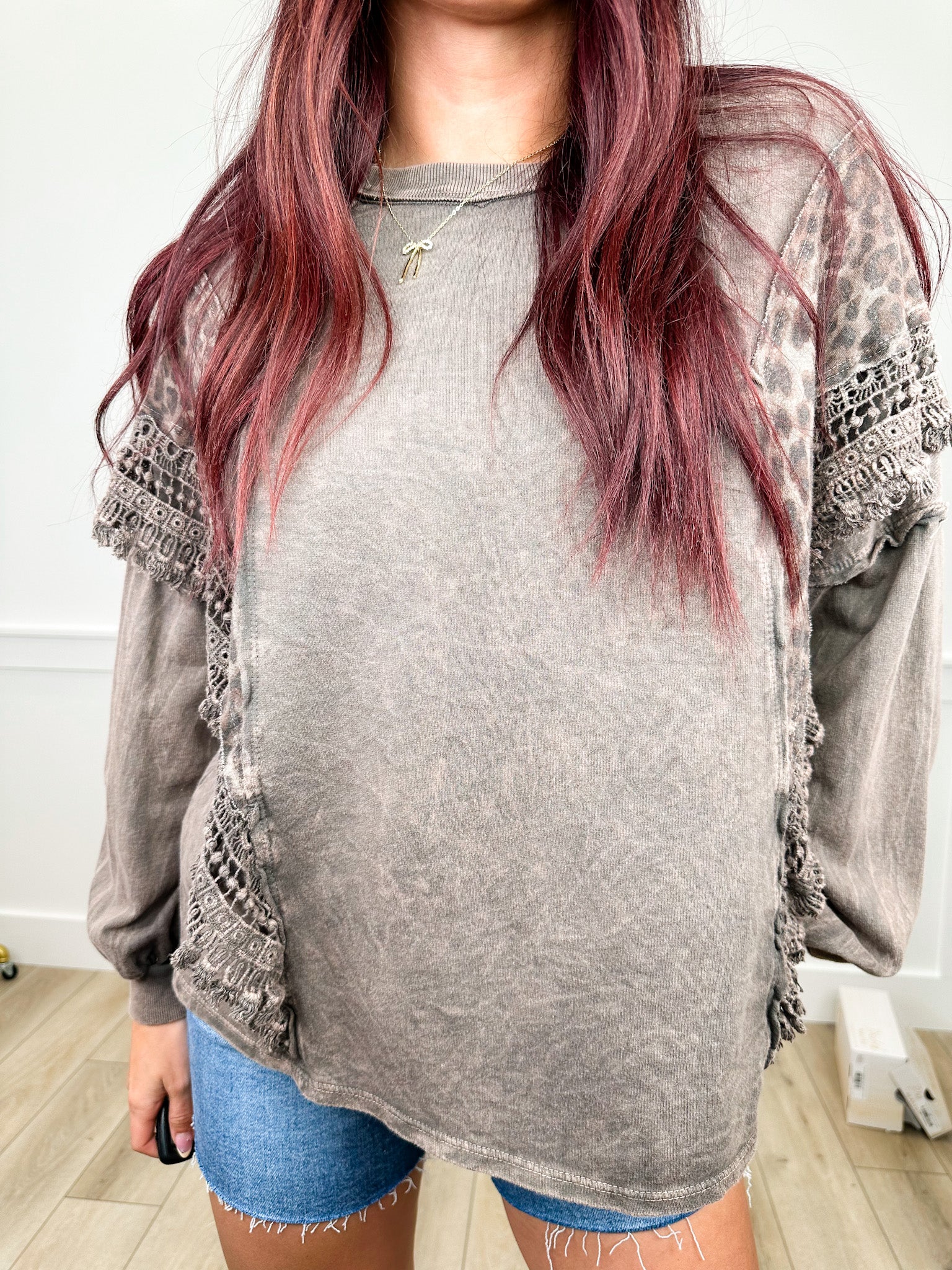 Forever Fierce Cotton Long Sleeve Brown Avery Mae Top