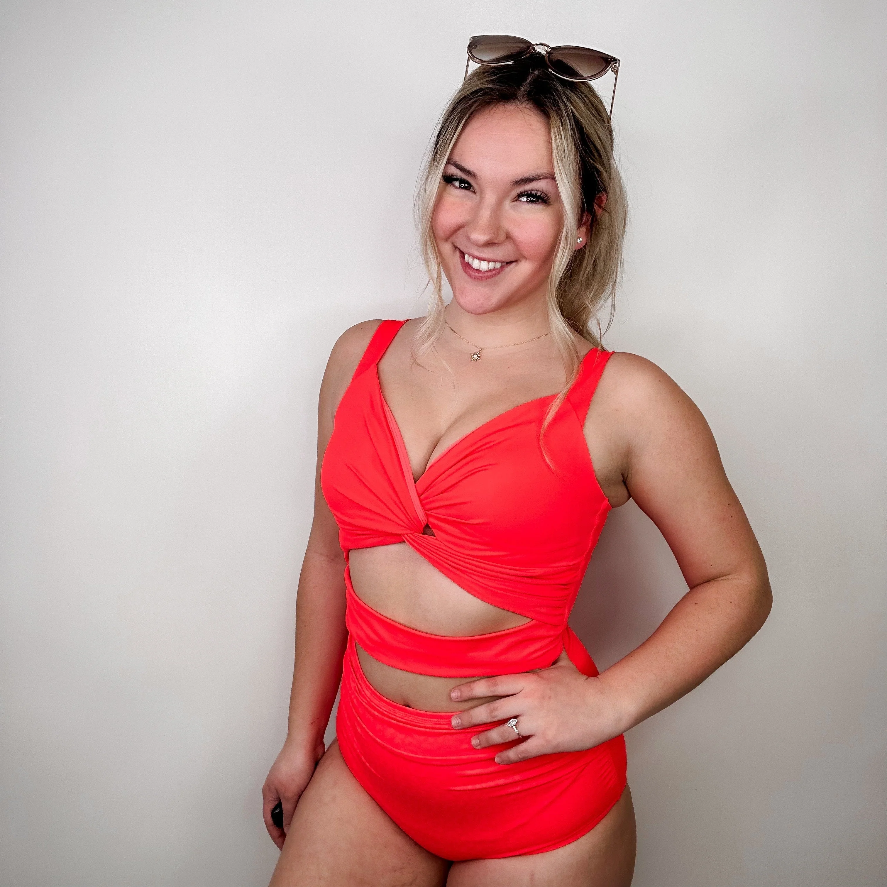 Gettin' Closer Coral Swim Top