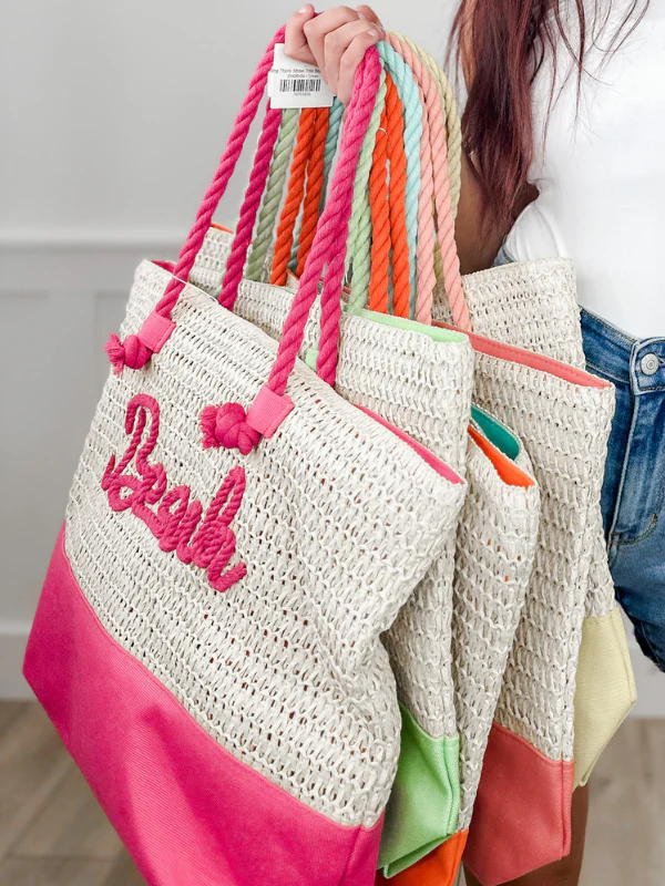Getting There Straw Tote Bag - 3 colors! - Image 2