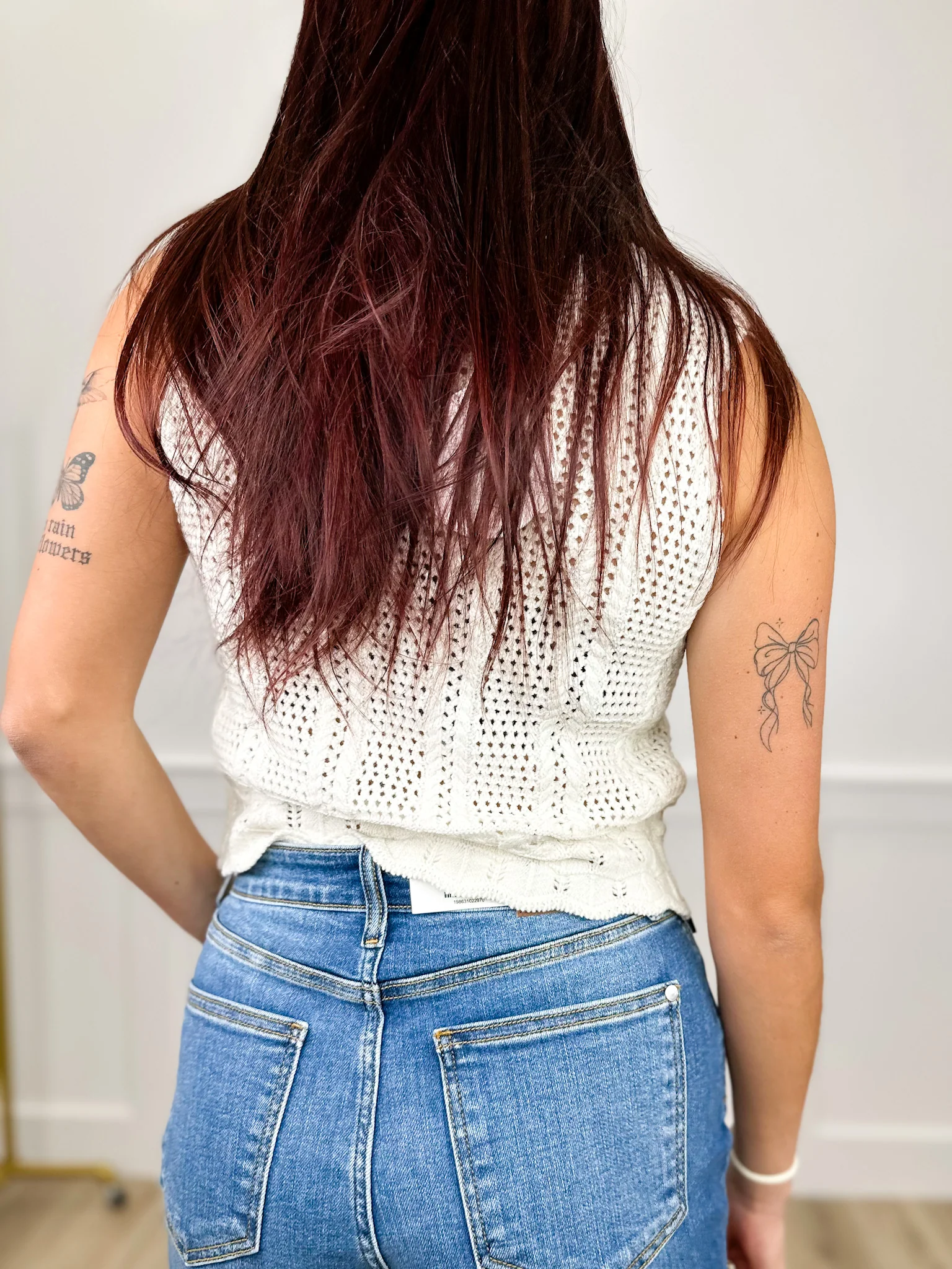 Getting to it Knit Cream Avery Mae Mom Cropped Top - Image 2