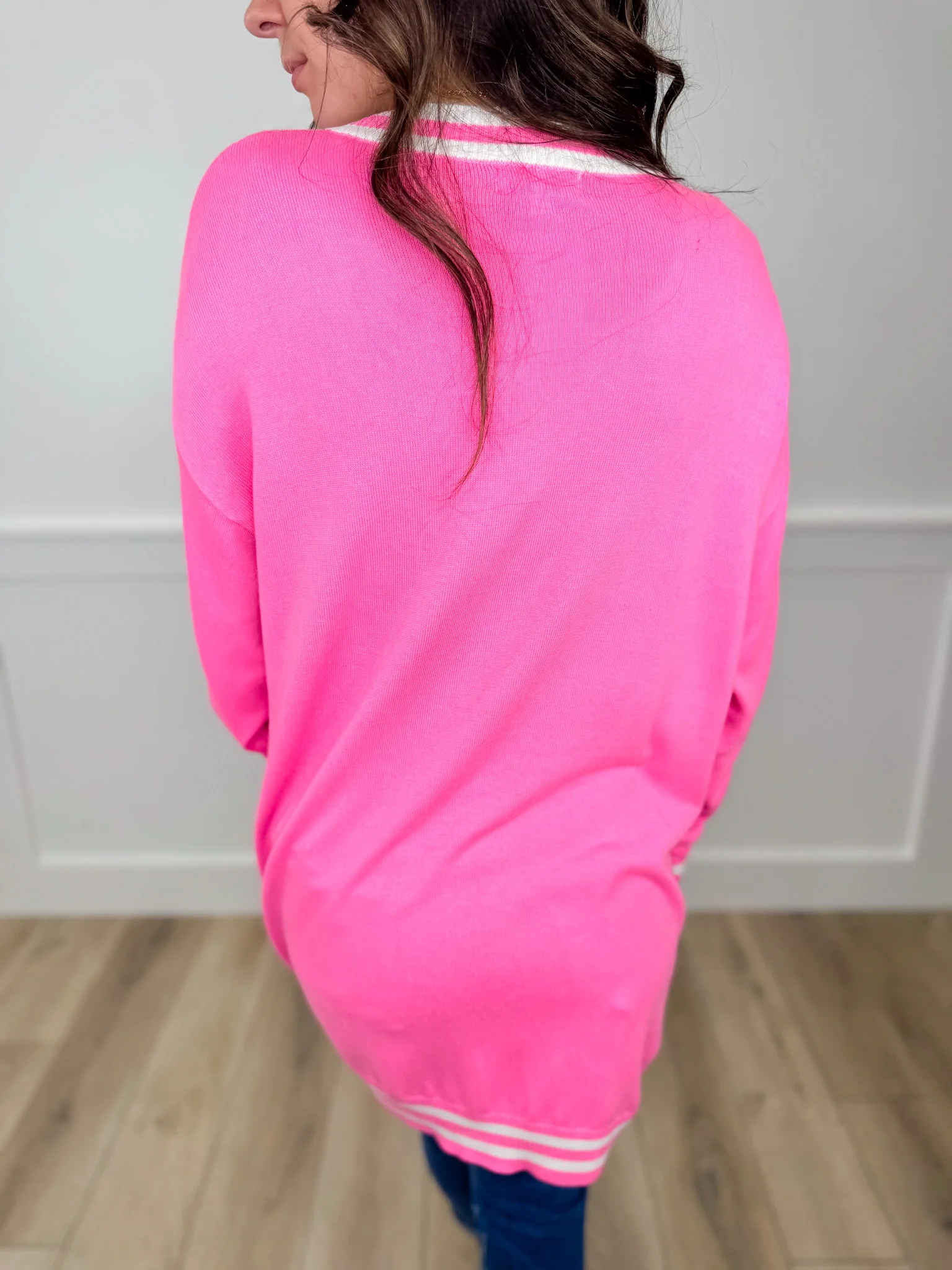 Gingerbread Glam Knit Long Sleeve Pink Button Up Cardigan - Image 2