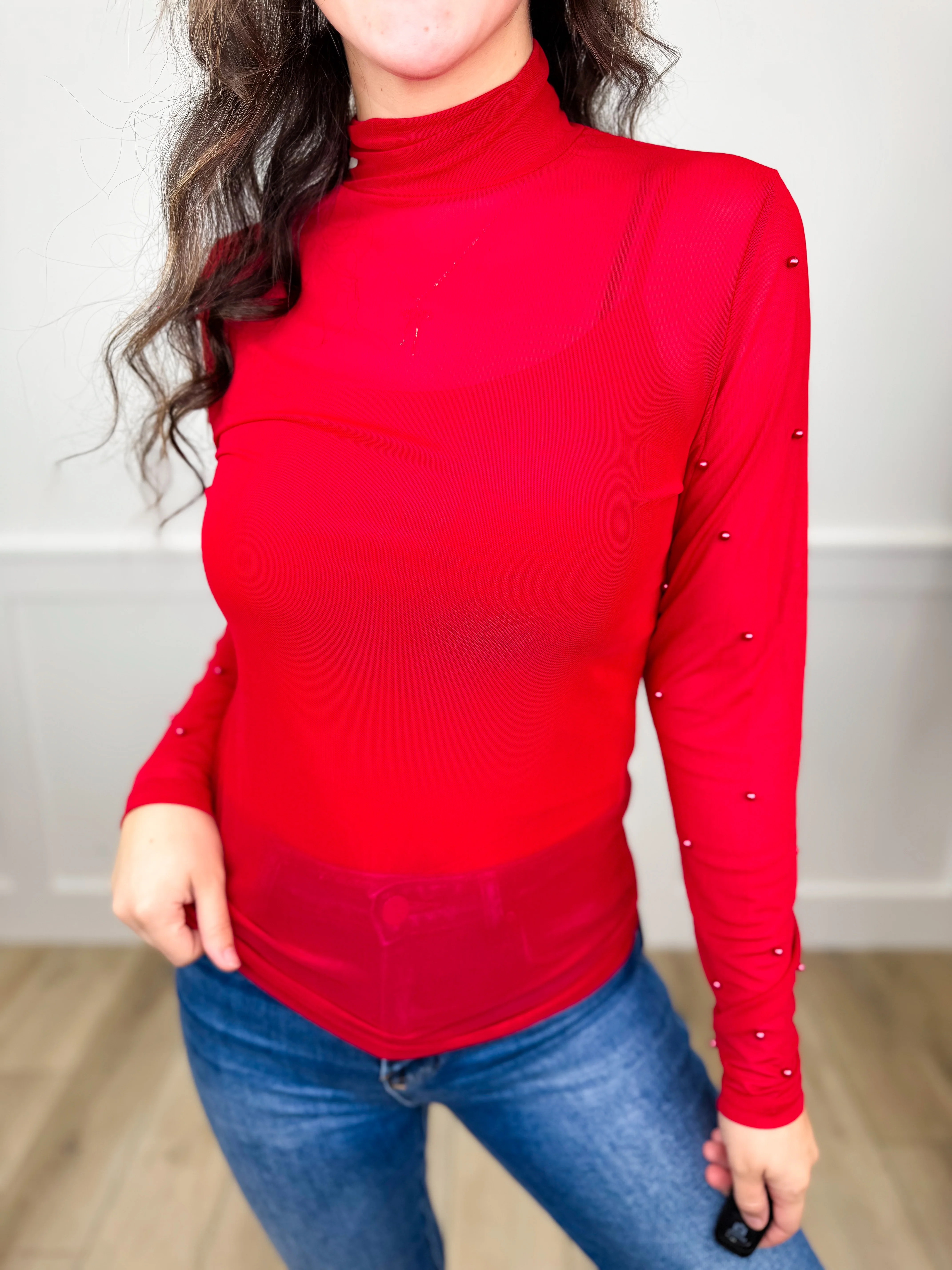 Glimmering Aura Sheer Mesh Long Sleeve Avery Mae Top - 2 colors! - Image 4