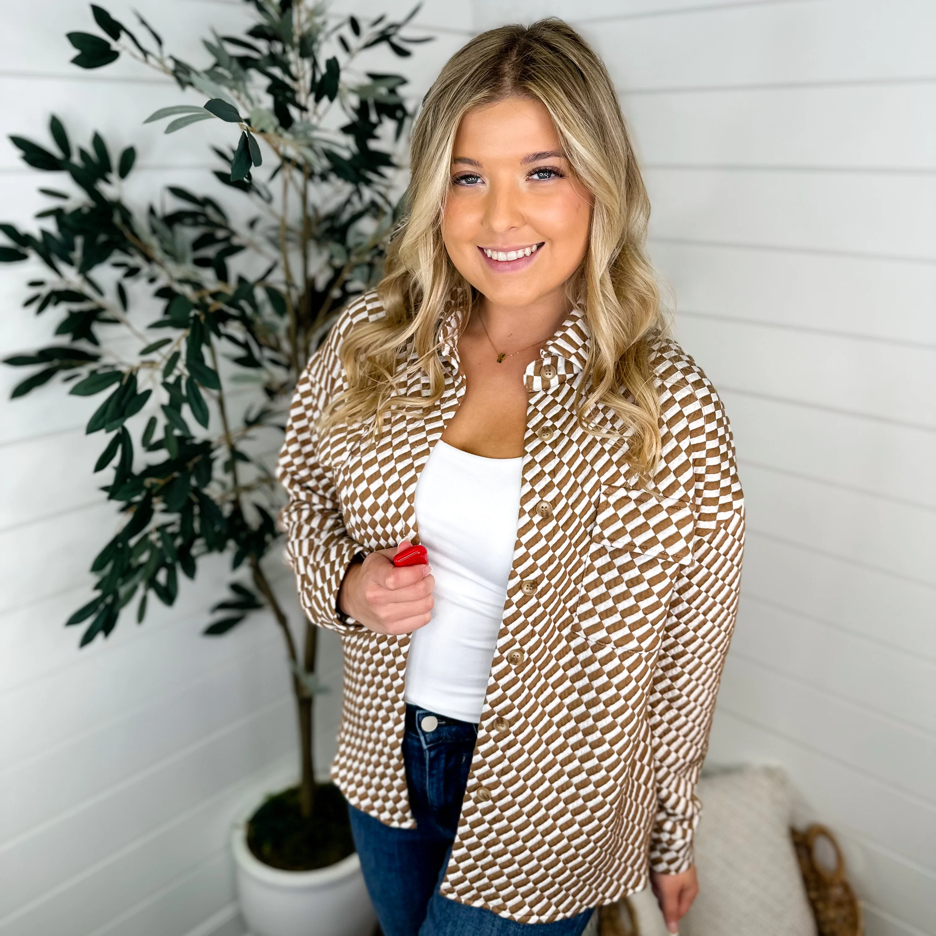 Have You Heard Quilted Long Sleeve Brown Avery Mae Shacket
