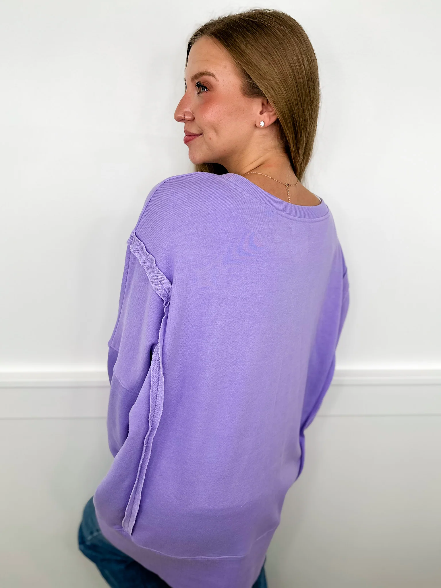 Hazy Dreams Cotton Blend Long Sleeve Purple Avery Mae Top - Image 2