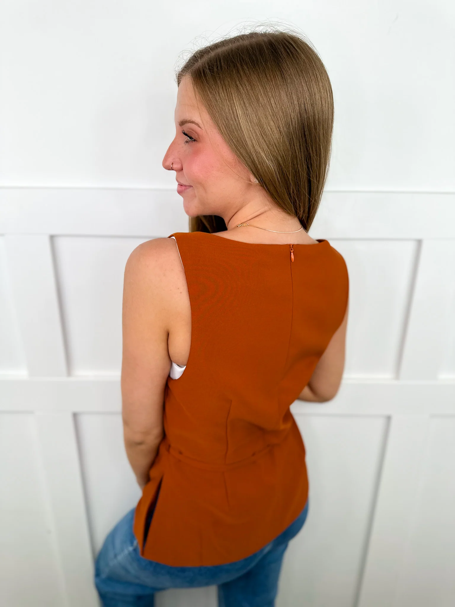 Hem & Thread Can't Change My Mind Rust Tank Top - Image 2