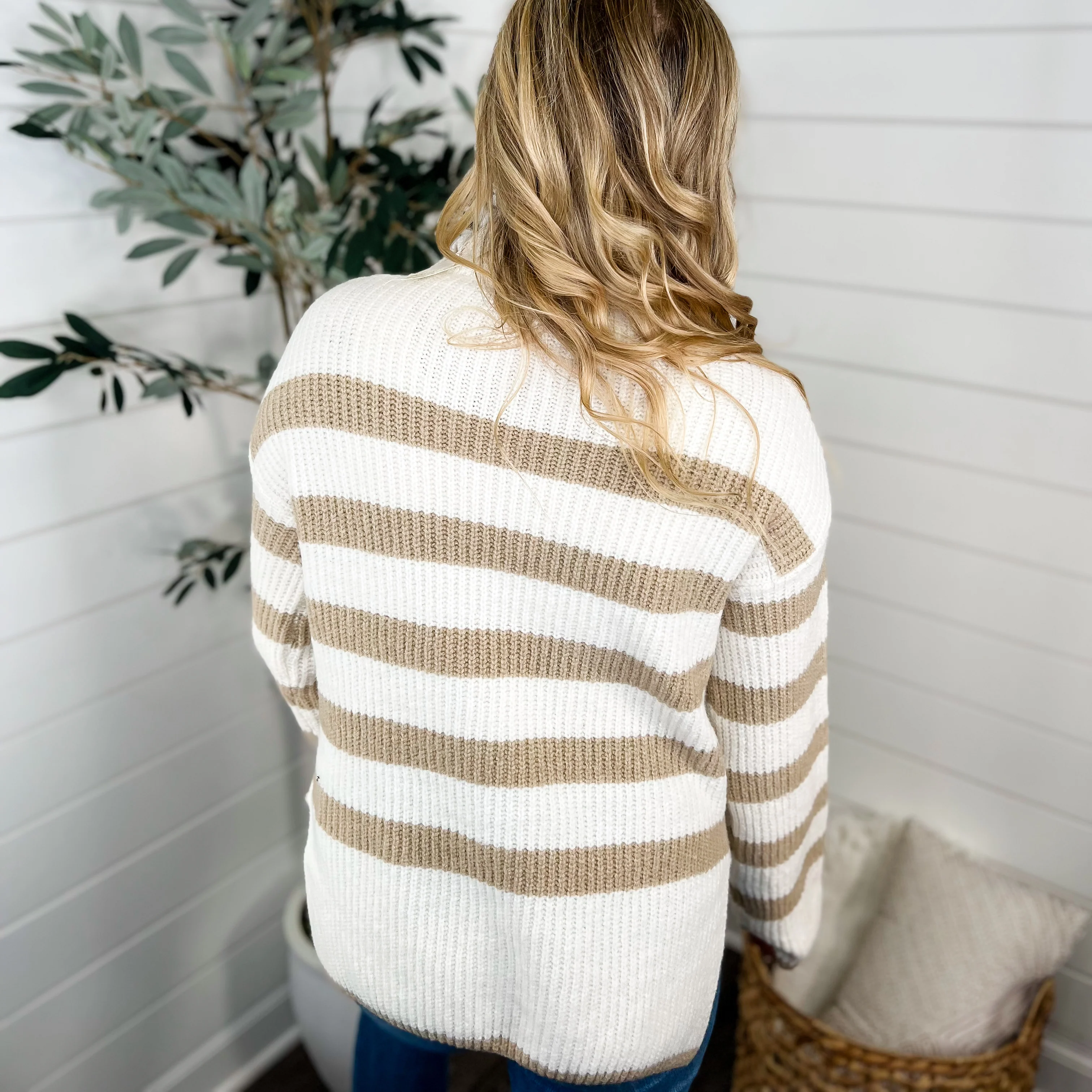 Hem & Thread Can't Stand it Knit Long Sleeve Tan Sweater Top - Image 2