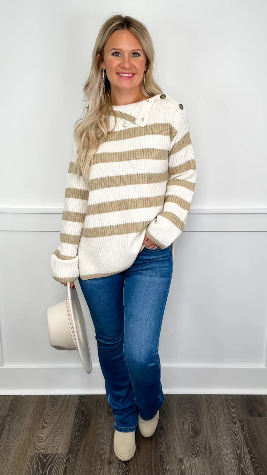 Hem & Thread Can't Stand it Knit Long Sleeve Tan Sweater Top - Image 6