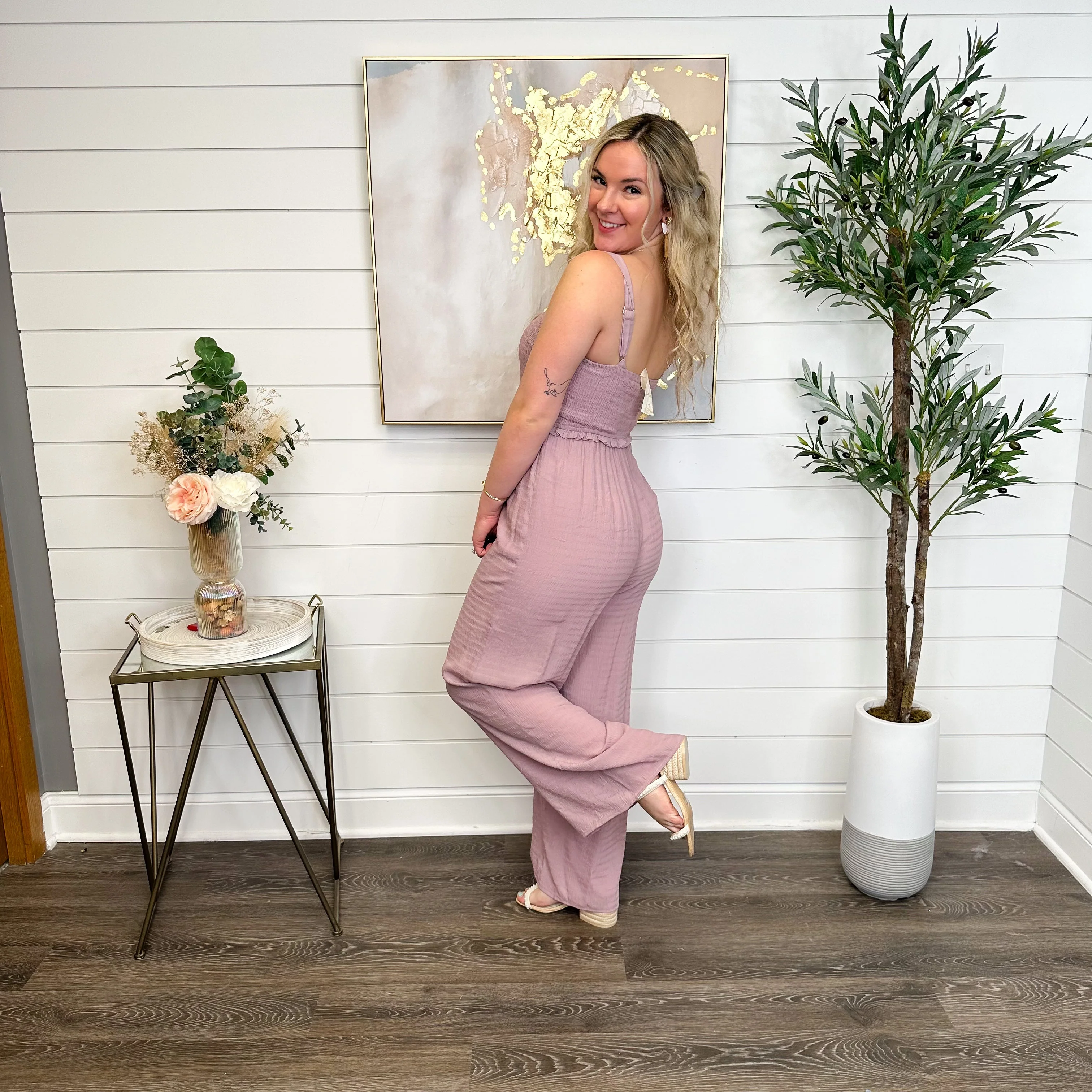 Hem & Thread Never Dark Cotton Purple Jumpsuit - Image 3