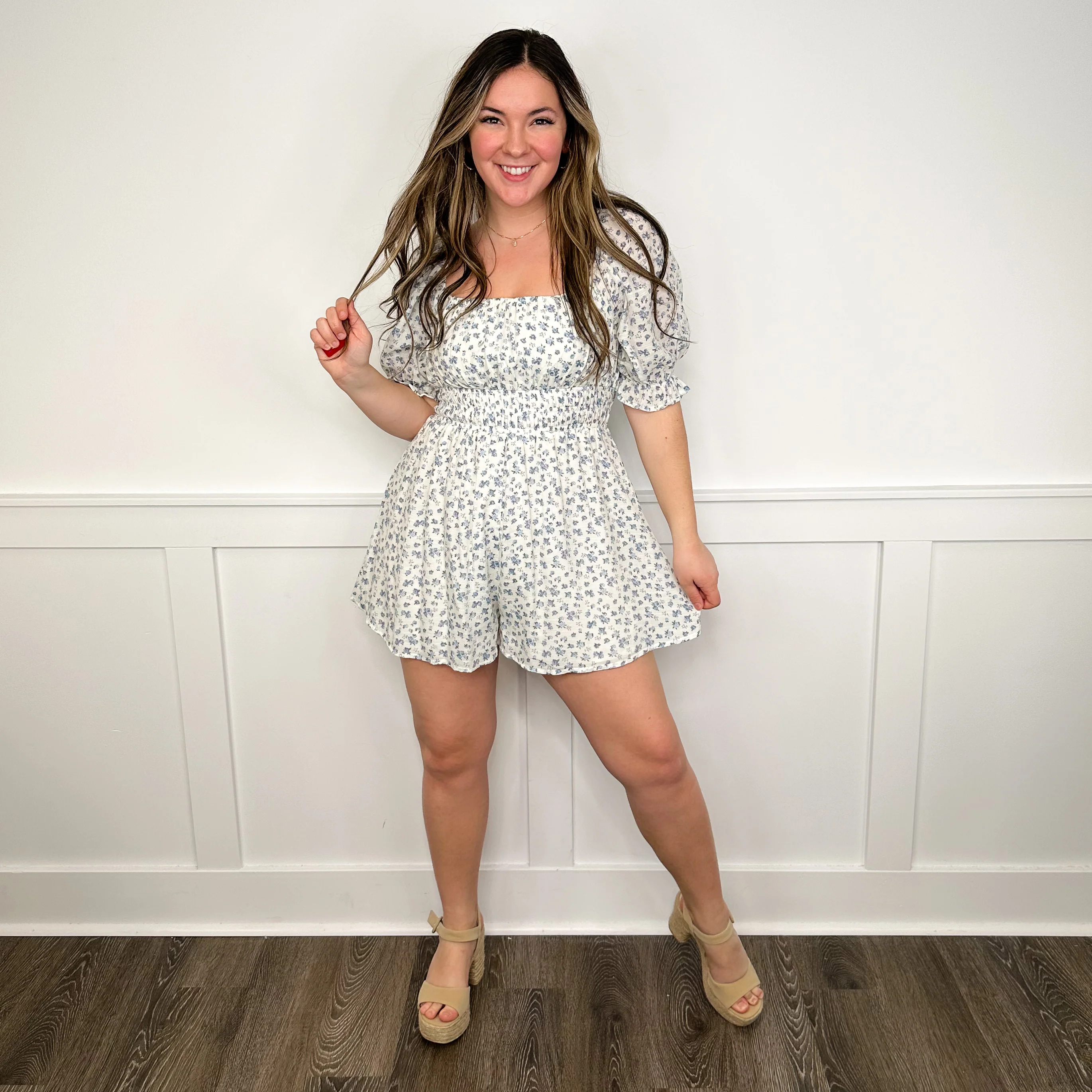 Hem & Thread Ray of Sunshine Rayon Blend Short Sleeve White Romper