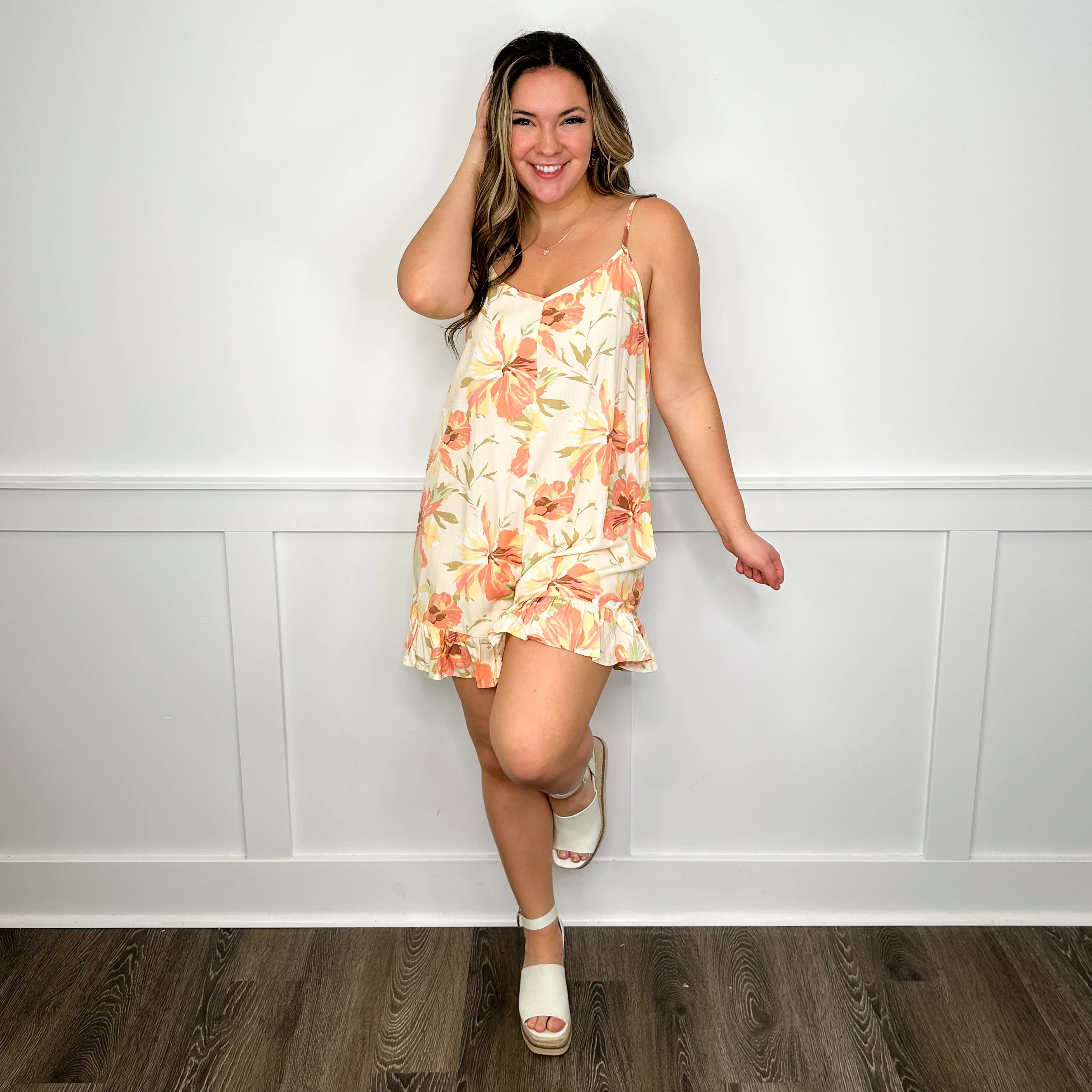 Hem & Thread Suns Out Rayon Orange Avery Mae Romper