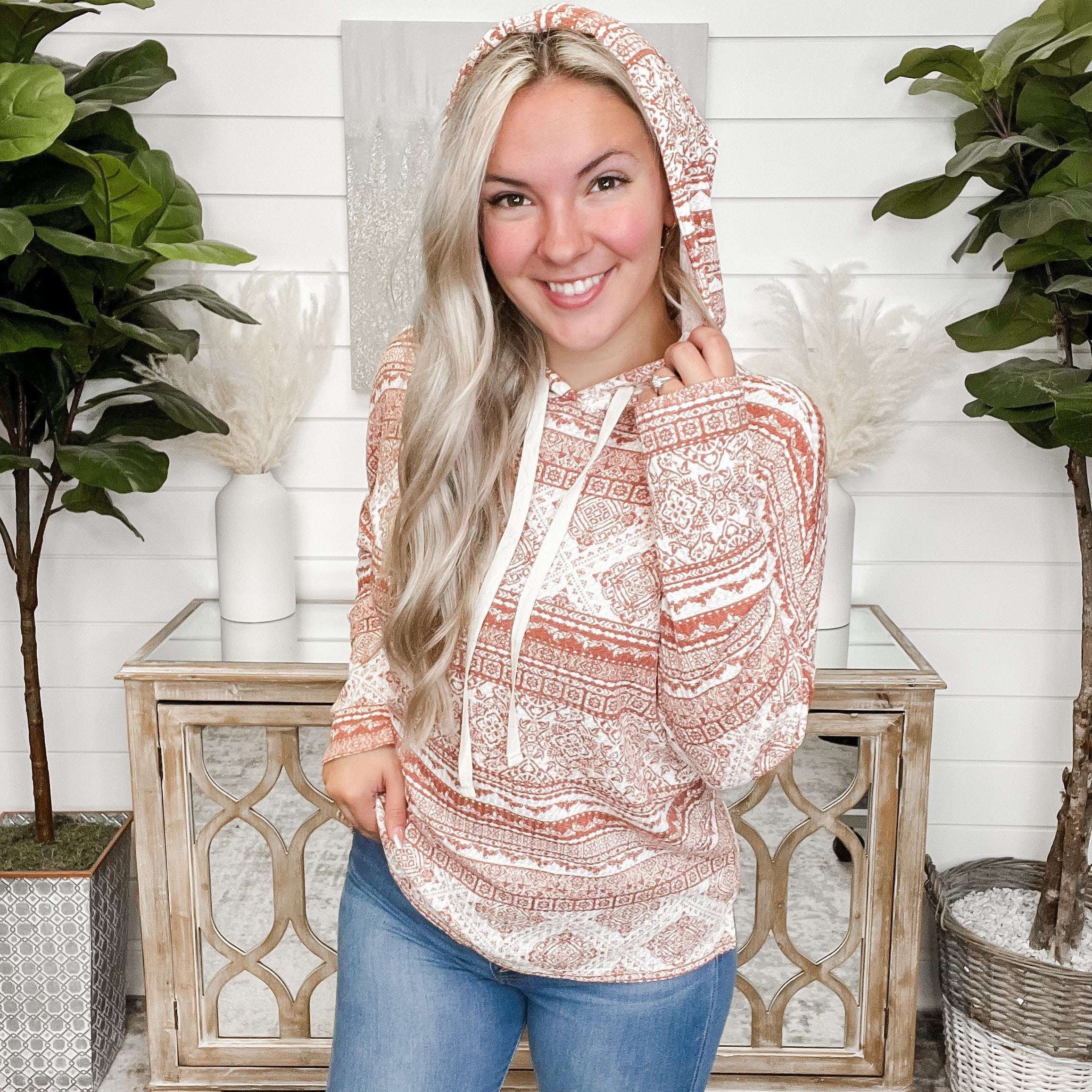 Here For A Reason Ivory Hooded Sweatshirt