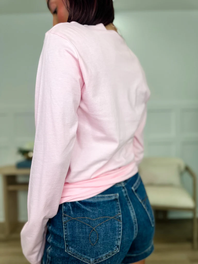Here for the Shenanigans Cotton Long Sleeve Pink Avery Mae Graphic Tee Shirt - Image 2