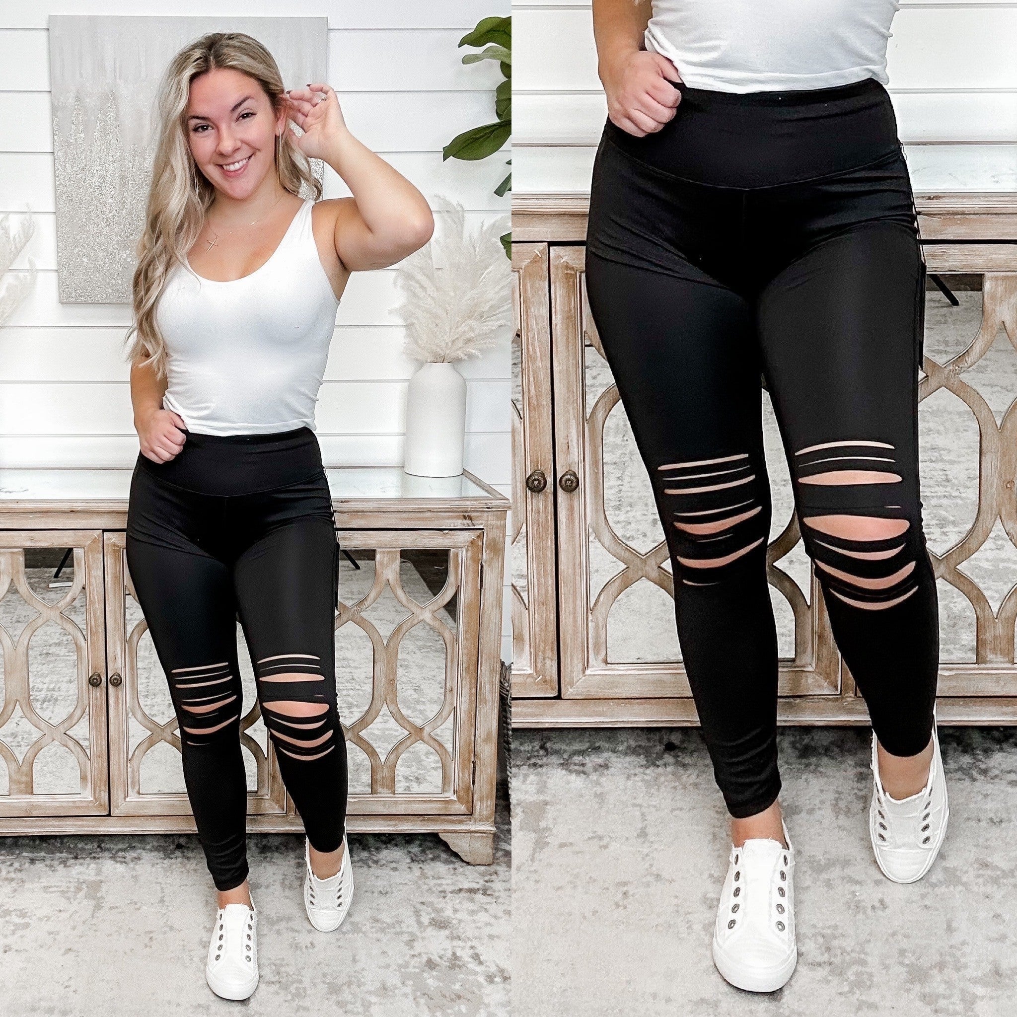 Mono B Hidden High-Rise Black Laser Etched Leggings