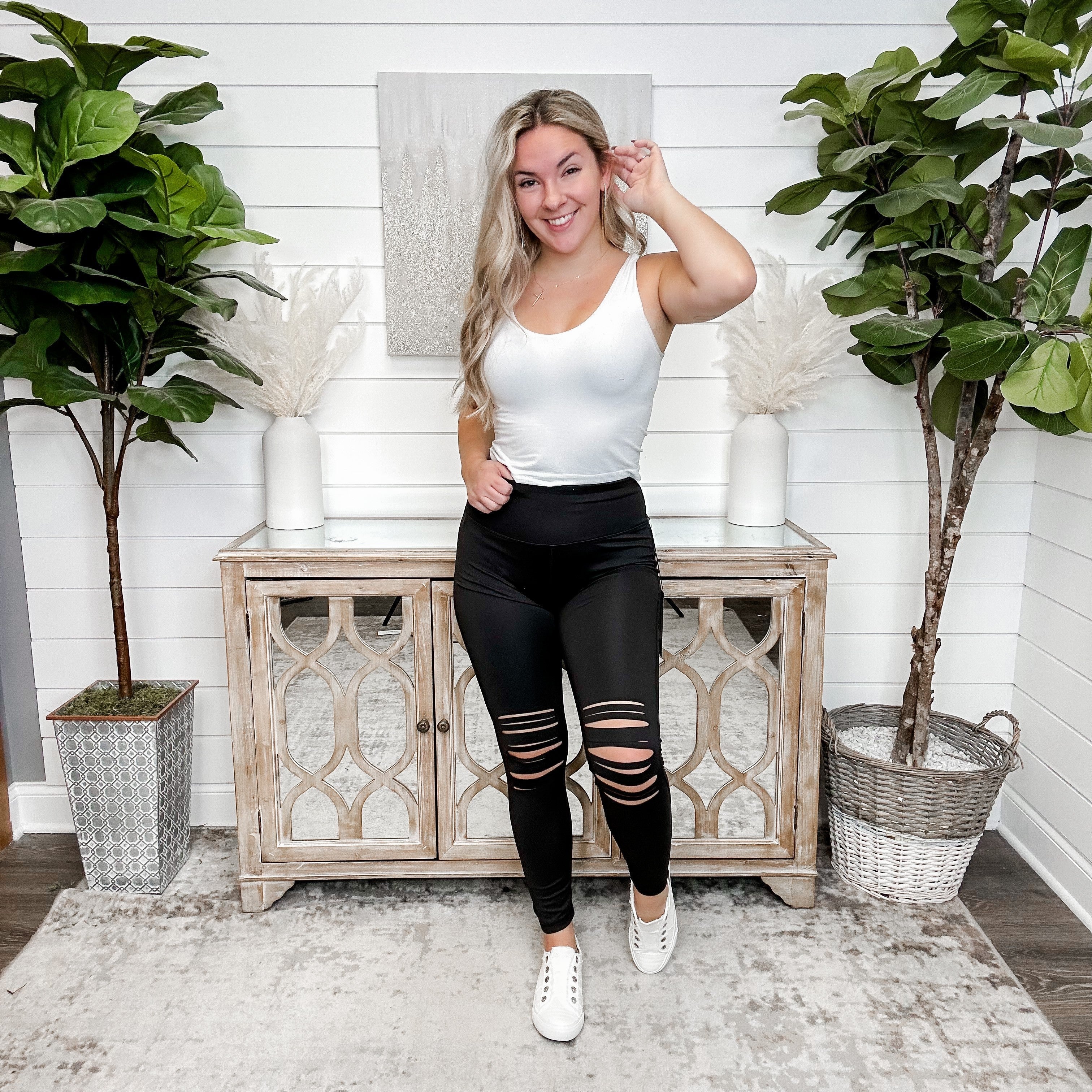 Mono B Hidden High-Rise Black Laser Etched Leggings - Image 3