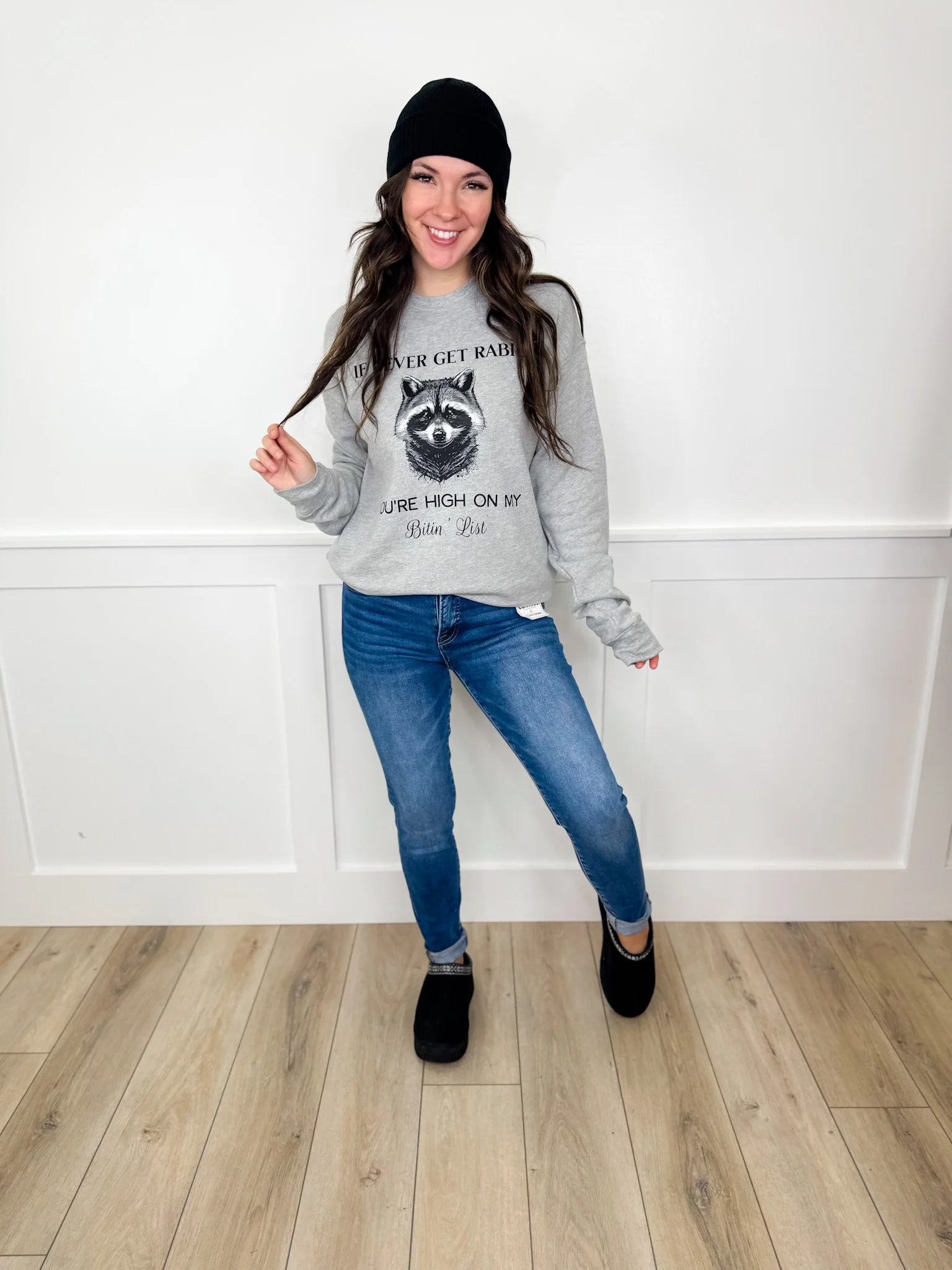 High on the List Cotton Blend Long Sleeve Grey Avery Mae Graphic Crewneck Sweatshirt (Bella+Canvas) - Image 2