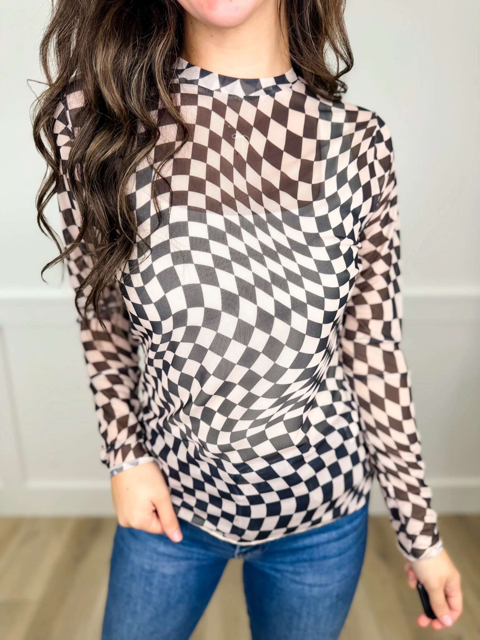 Hold Onto That Feeling Sheer Mesh Long Sleeve Avery Mae Top - 2 colors! - Image 2