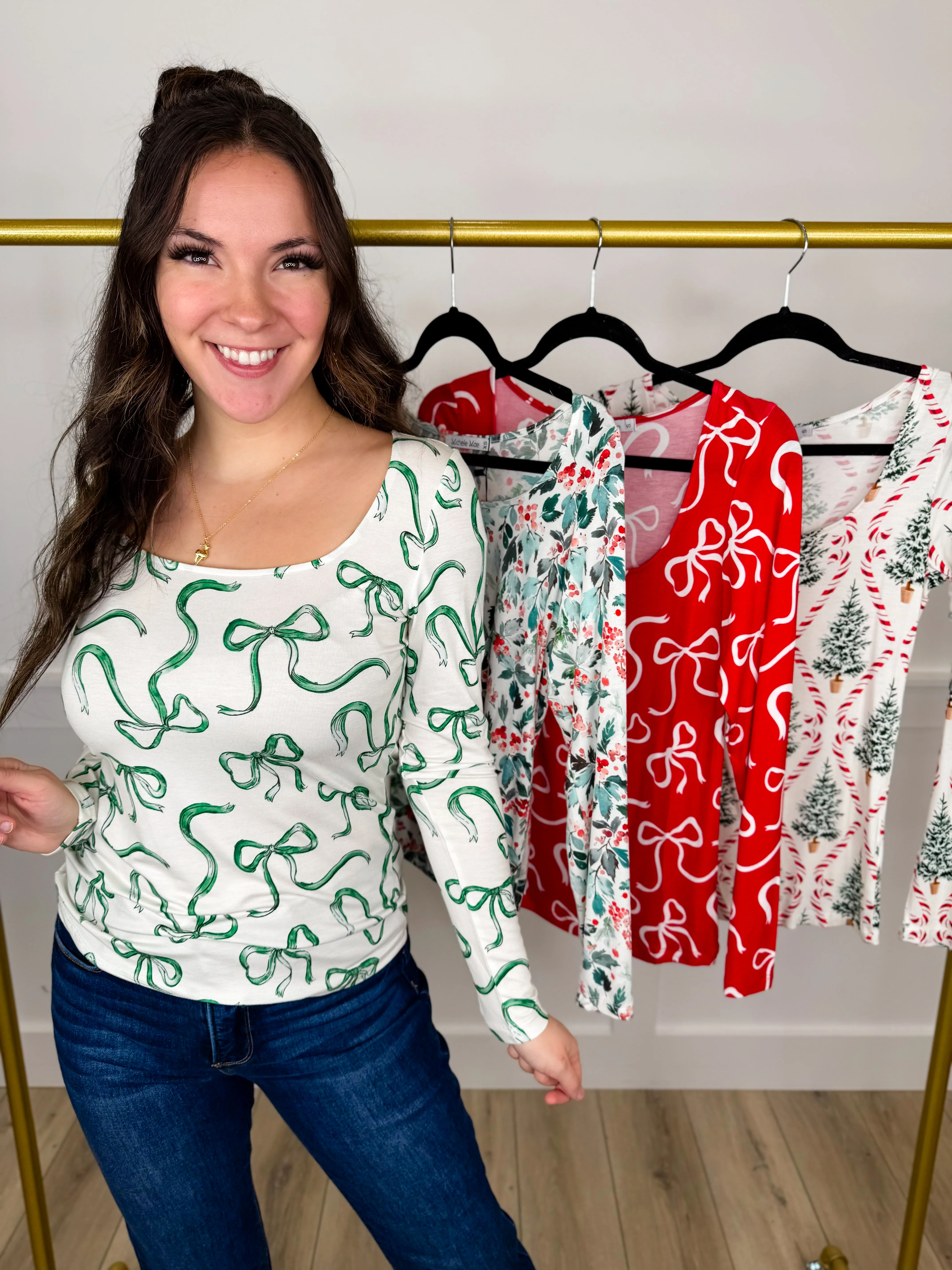 Holiday Comfort Rayon Blend Long Sleeve Avery Mae Top - 4 options!