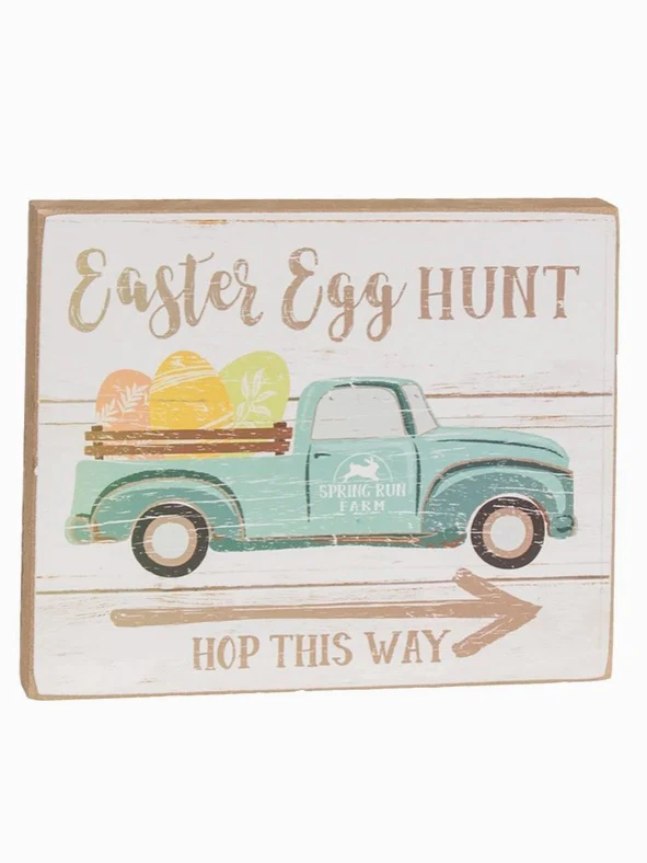 Hop This Way Wood Block Sign