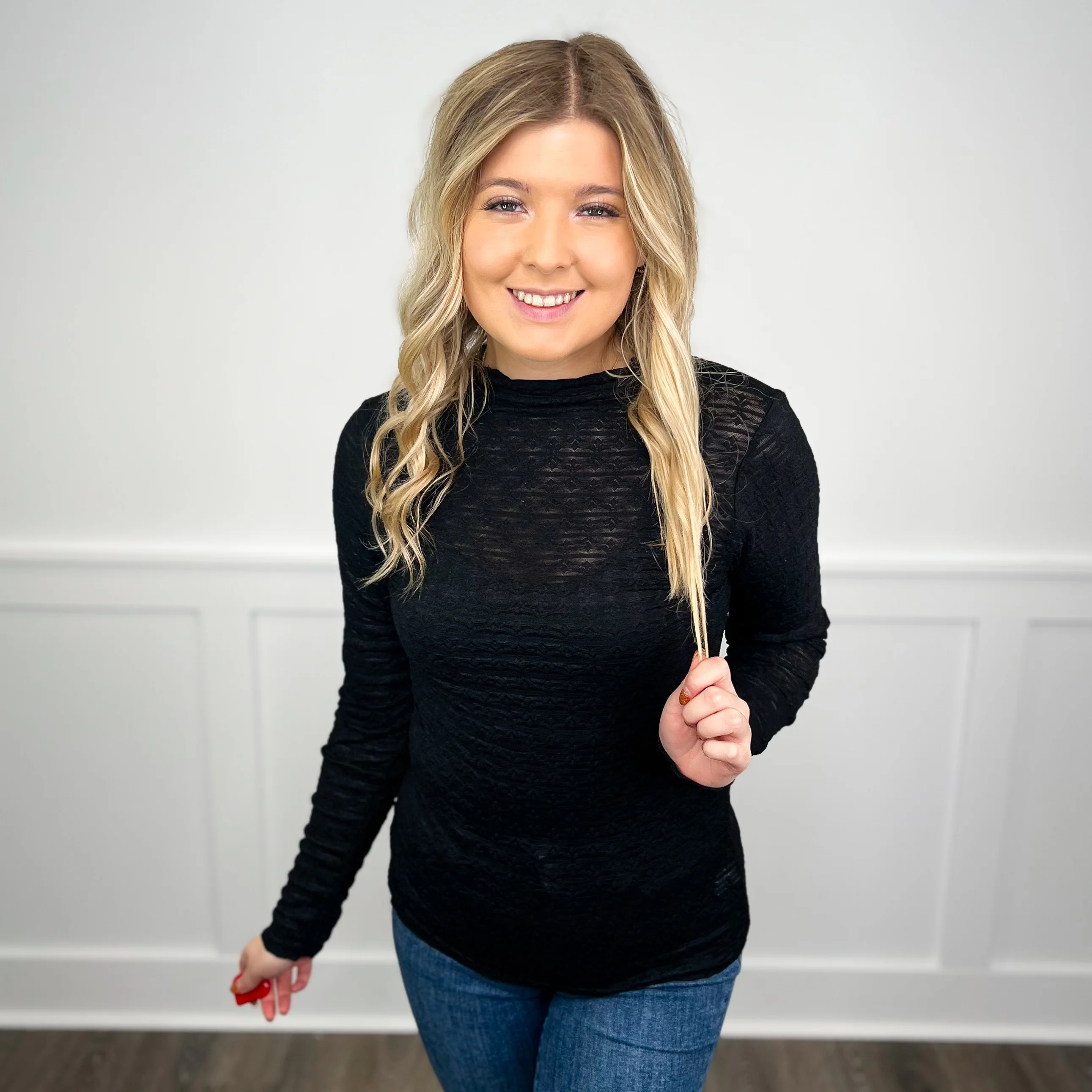 I Can Do it All Lace Long Sleeve Avery Mae Top - 2 colors! - Image 2