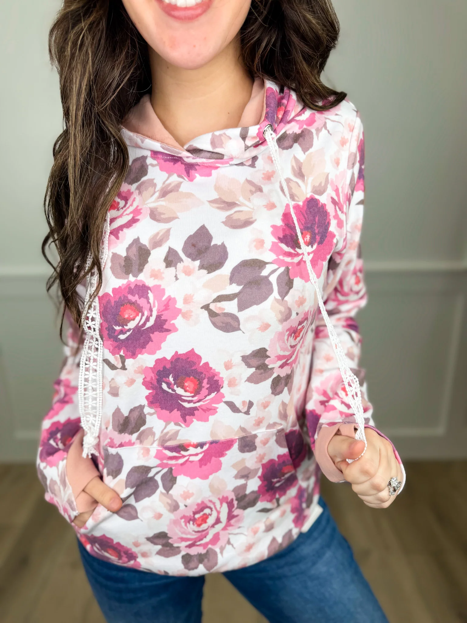 I Have Never Cotton Blend Long Sleeve Floral Print Avery Mae Hoodie Sweatshirt - Image 2
