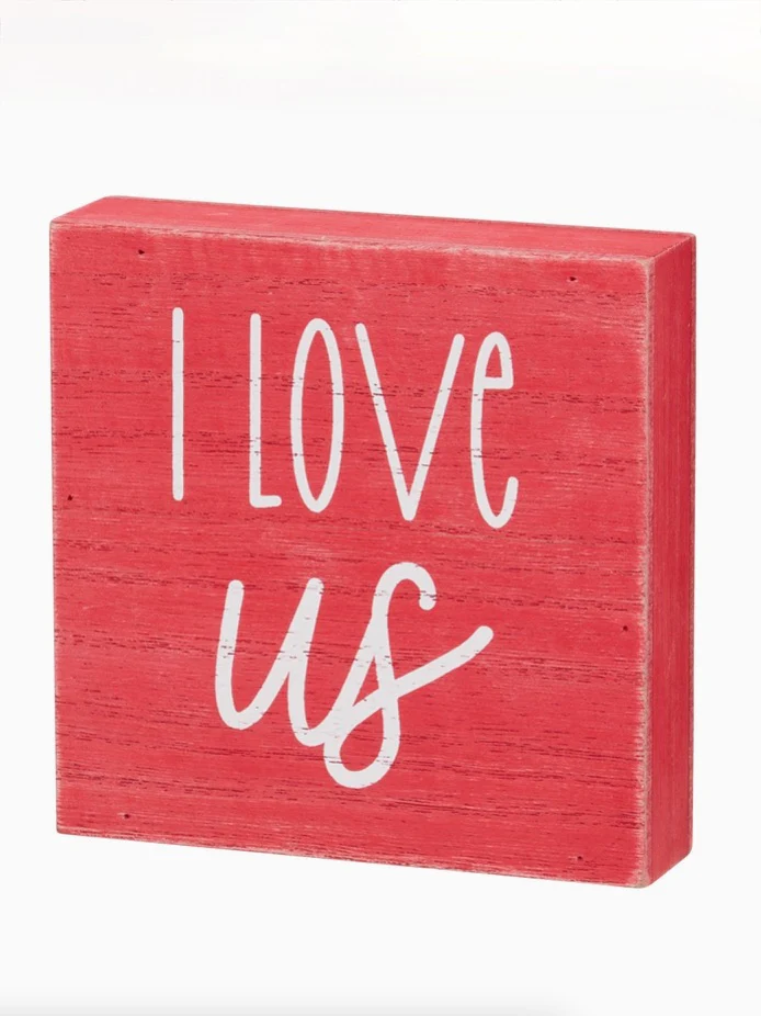 I Love Us Wood Shelf Sitter