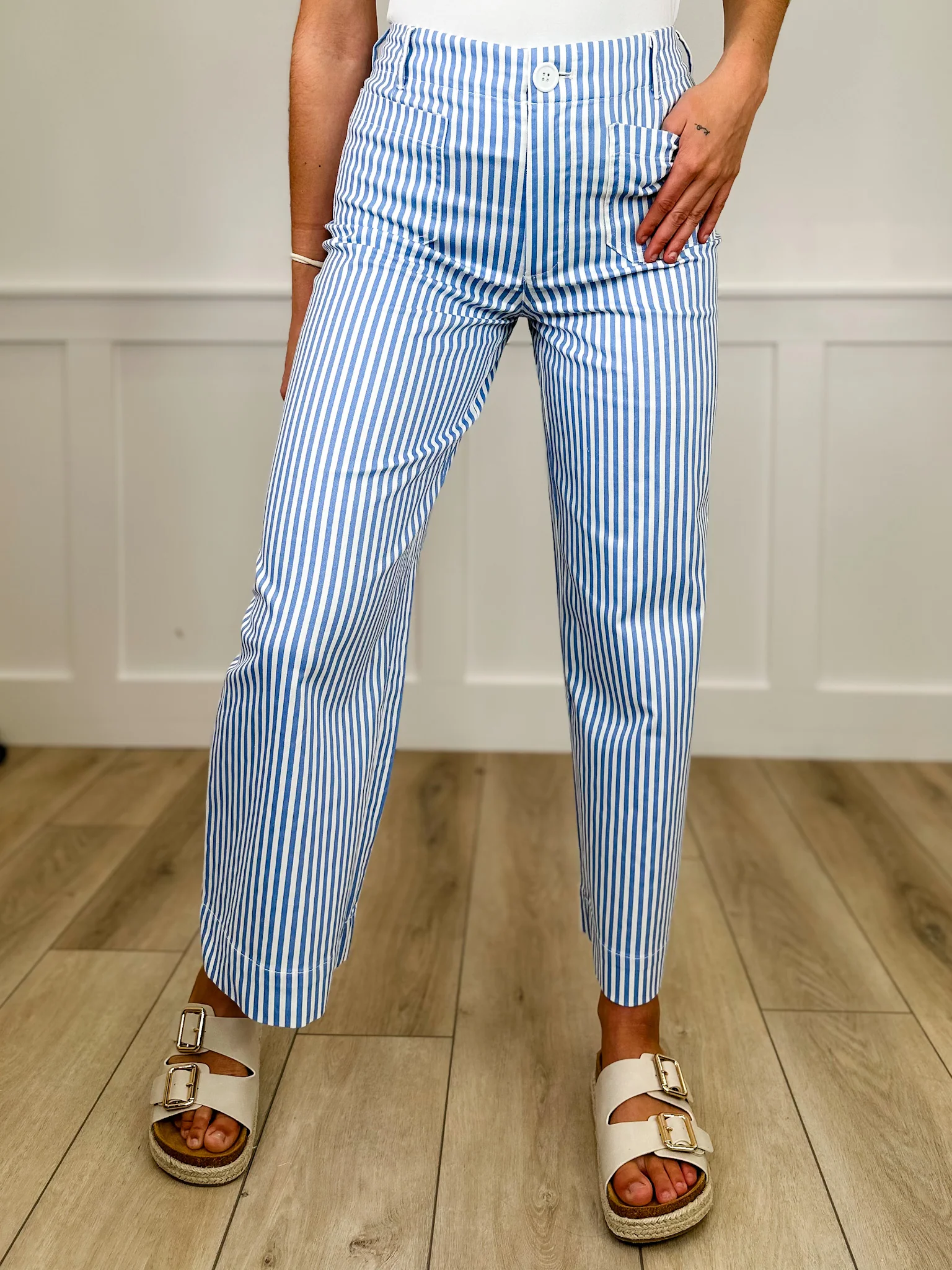 I Remember You High-Rise Wide Leg Blue Avery Mae Bottoms