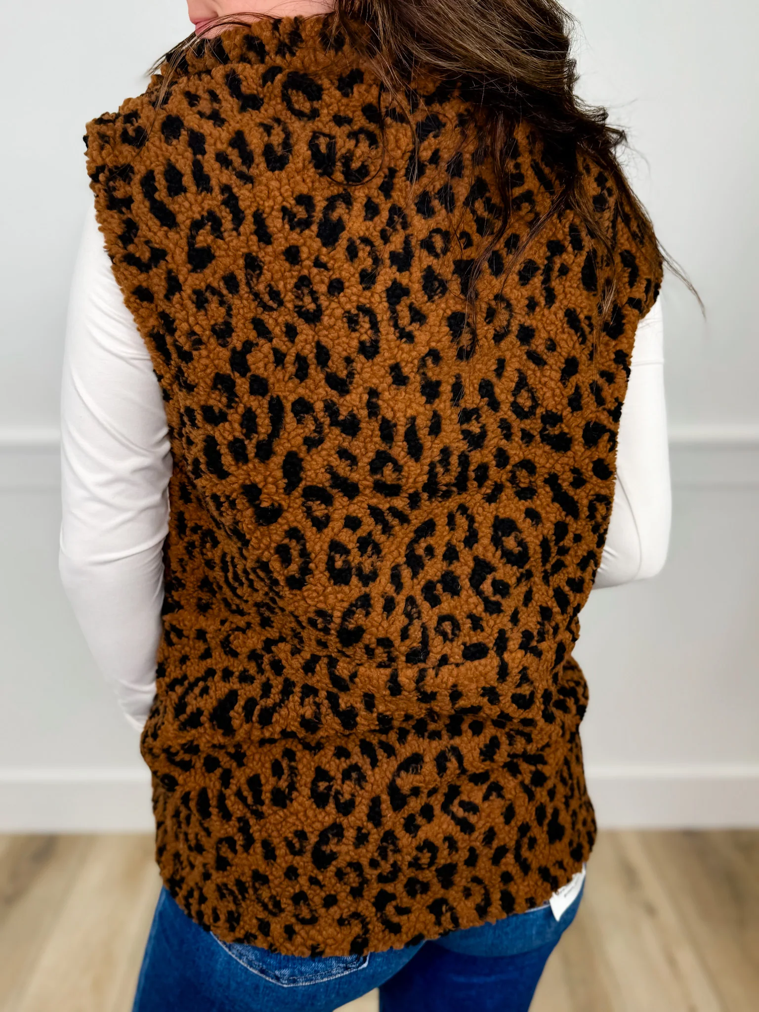 I Said So Sherpa Leopard Print Reversible Avery Mae Vest - Image 2