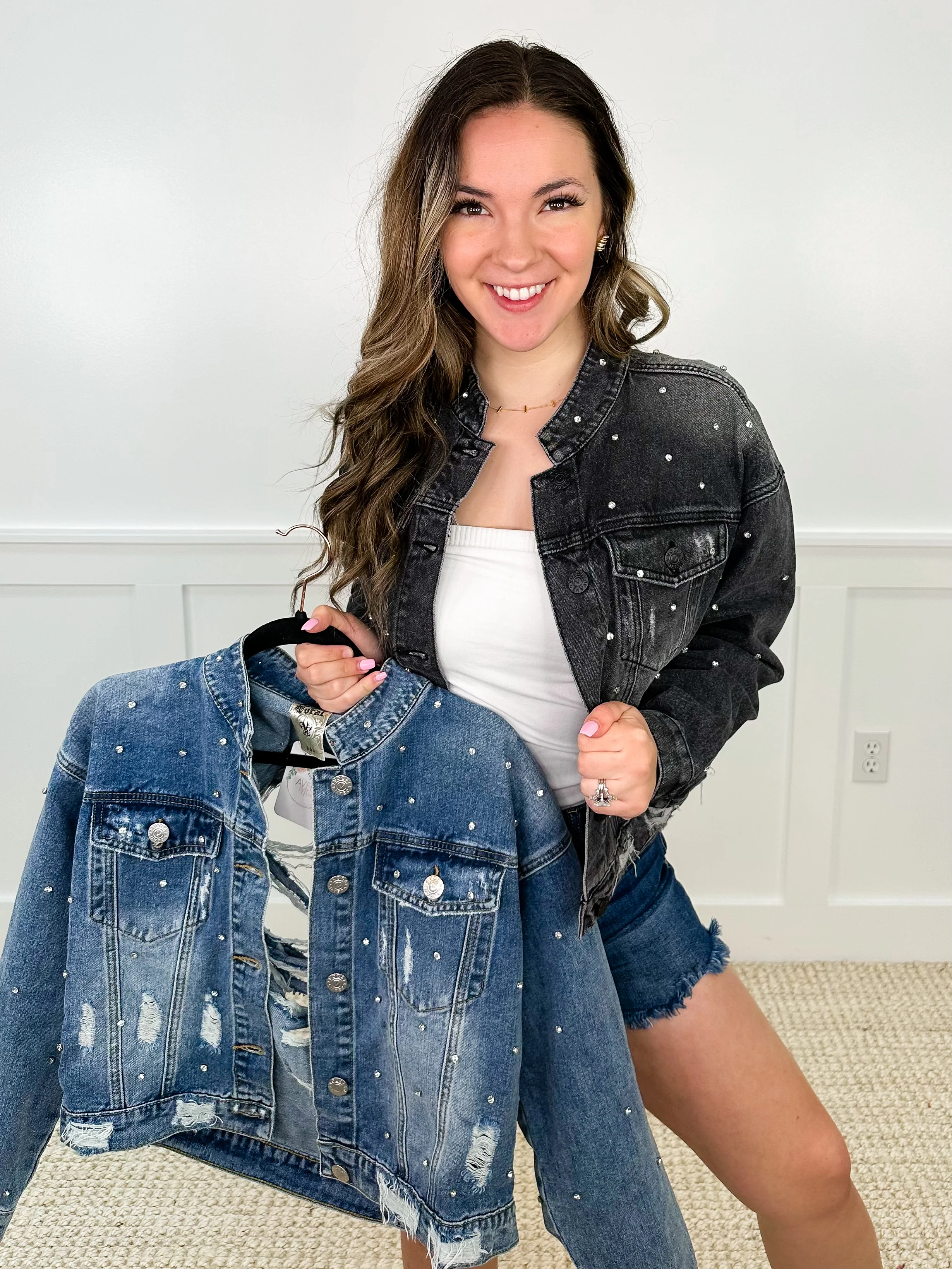 If You Only Knew Distressed Cotton Blend Long Sleeve Avery Mae Denim Jacket - 2 colors!