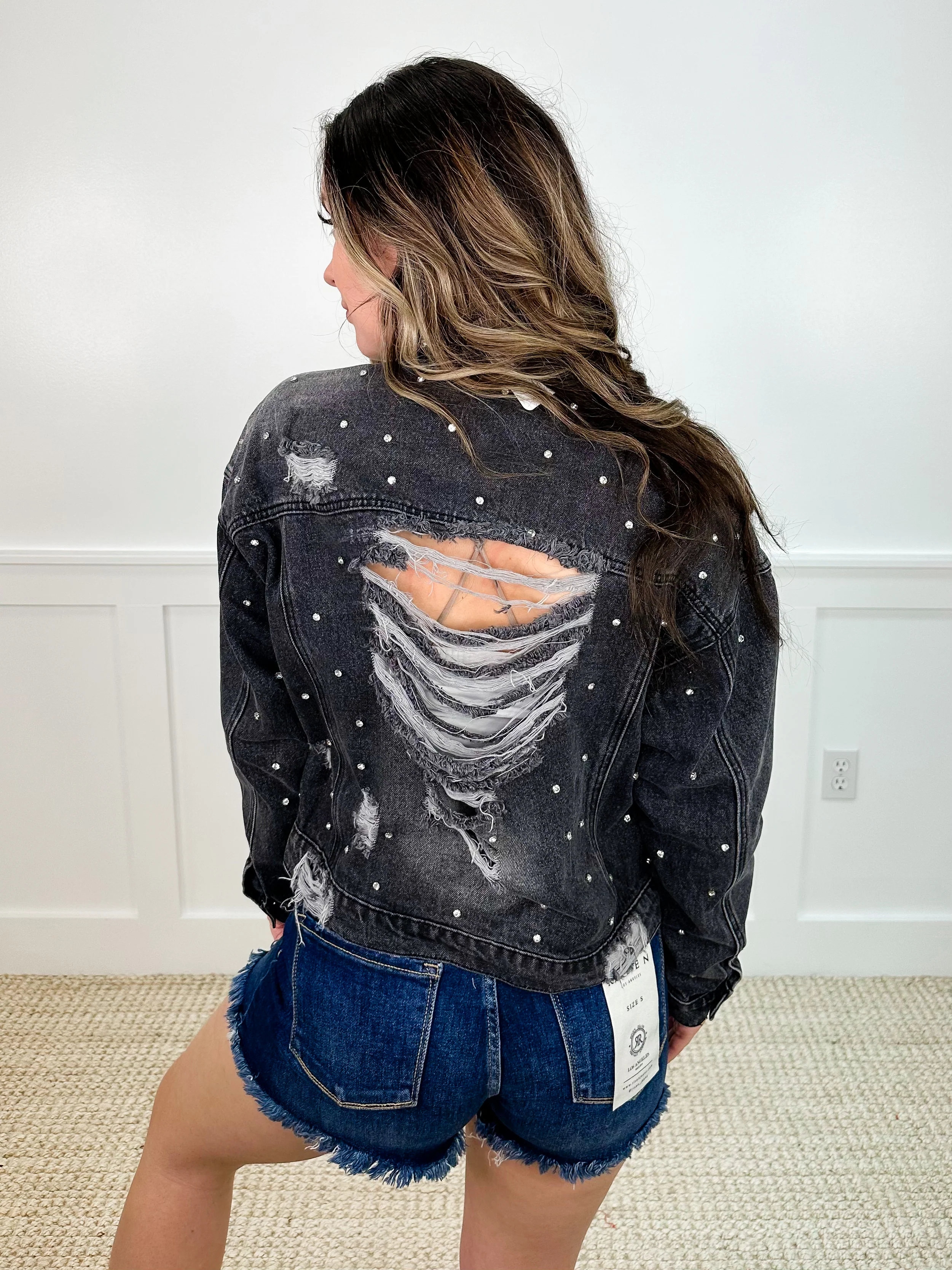 If You Only Knew Distressed Cotton Blend Long Sleeve Avery Mae Denim Jacket - 2 colors! - Image 2