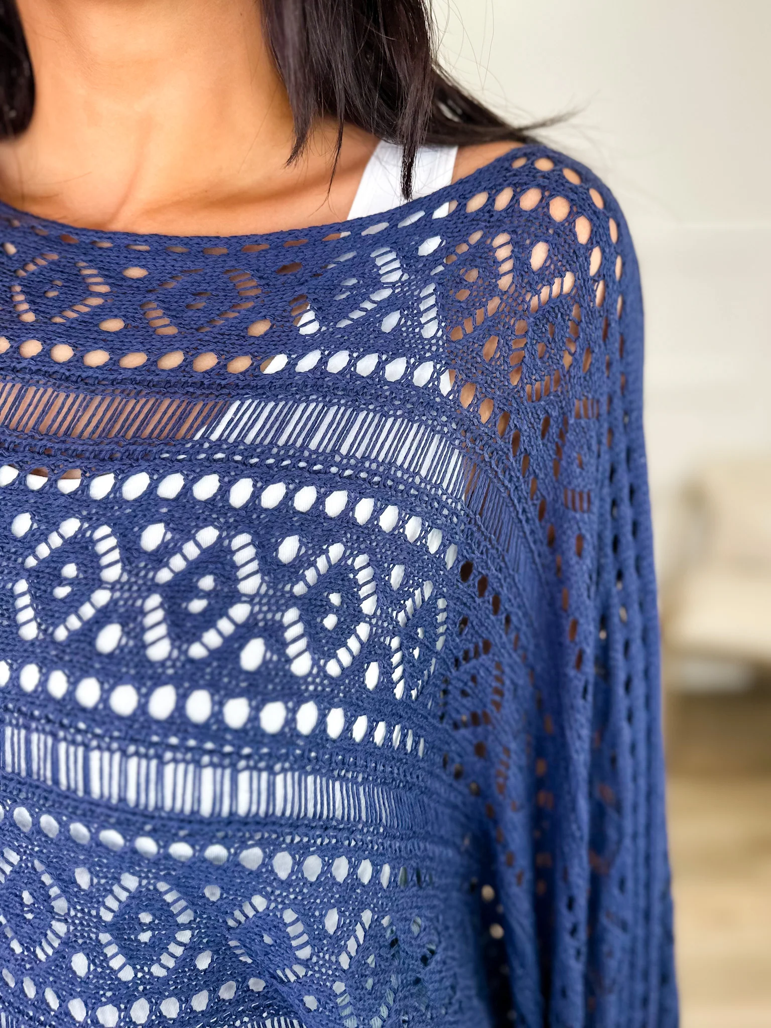 I'm Moving On Knit 3/4 Sleeve Blue Avery Mae Top - Image 3
