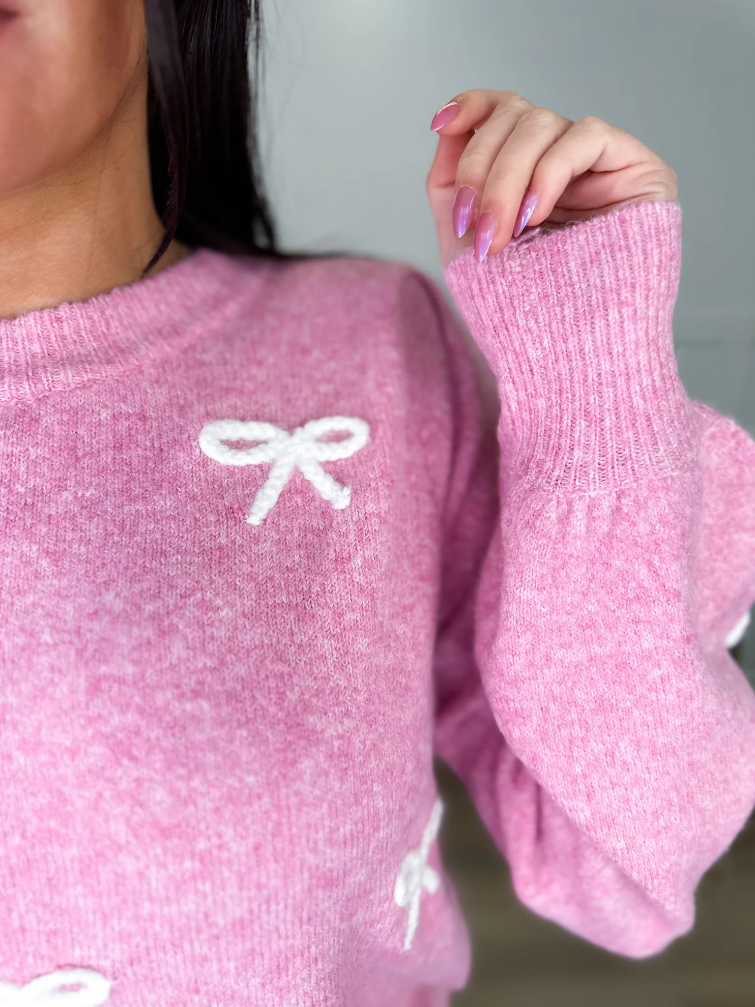 Imagine Being Loved Knit Long Sleeve Pink Avery Mae Sweater Top - Image 3