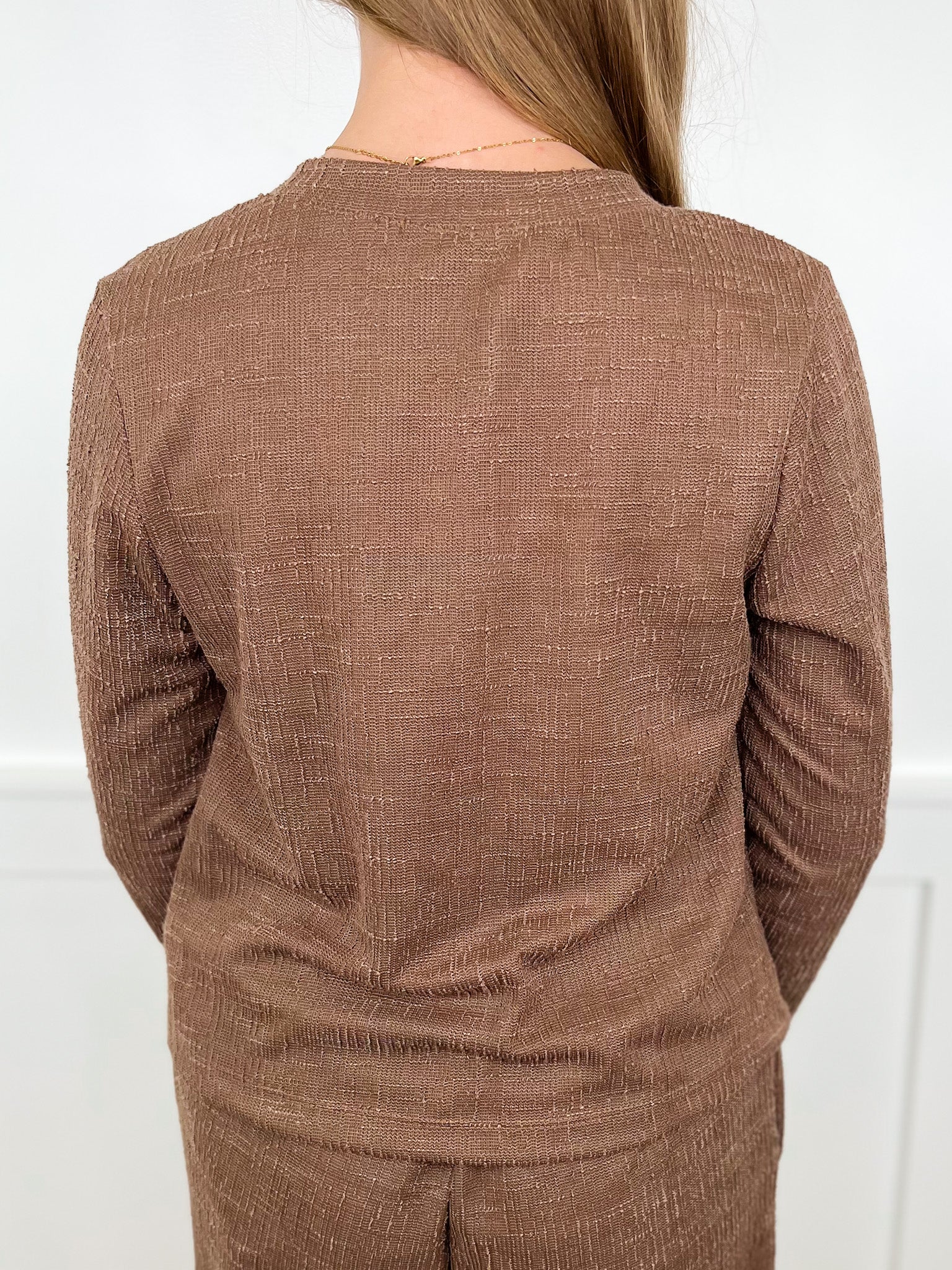 Important Business Long Sleeve Brown Avery Mae Button Up Top - Image 2