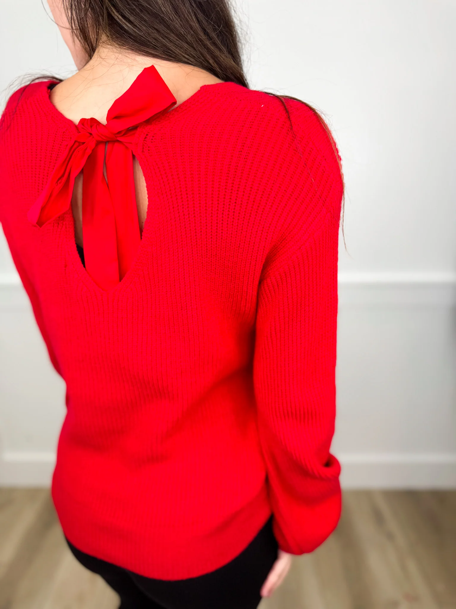 In the Present Knit Long Sleeve Red Avery Mae Sweater Top - Image 2