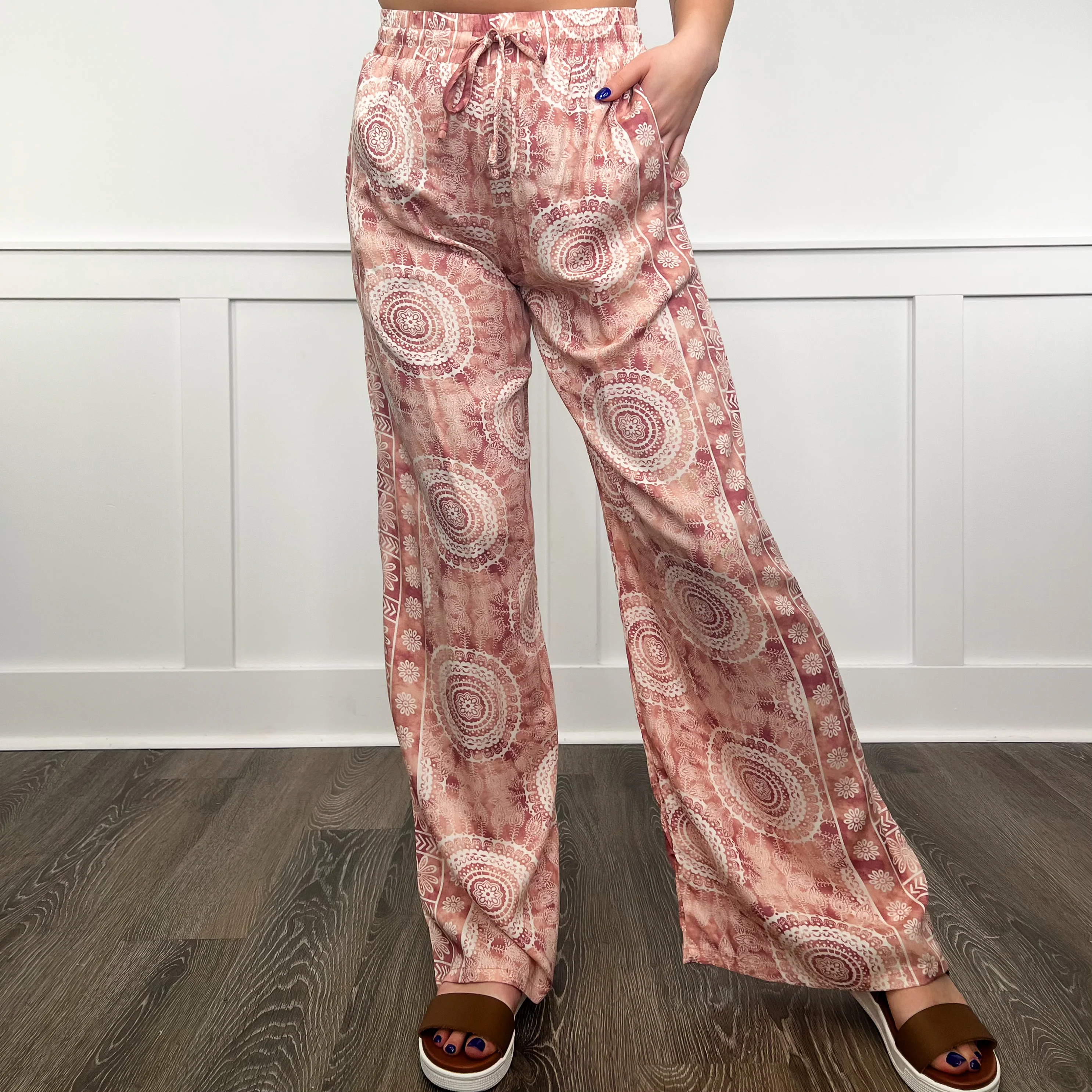 Inner Peace High-Rise Rayon Wide Leg Pink Avery Mae Bottoms - Image 2