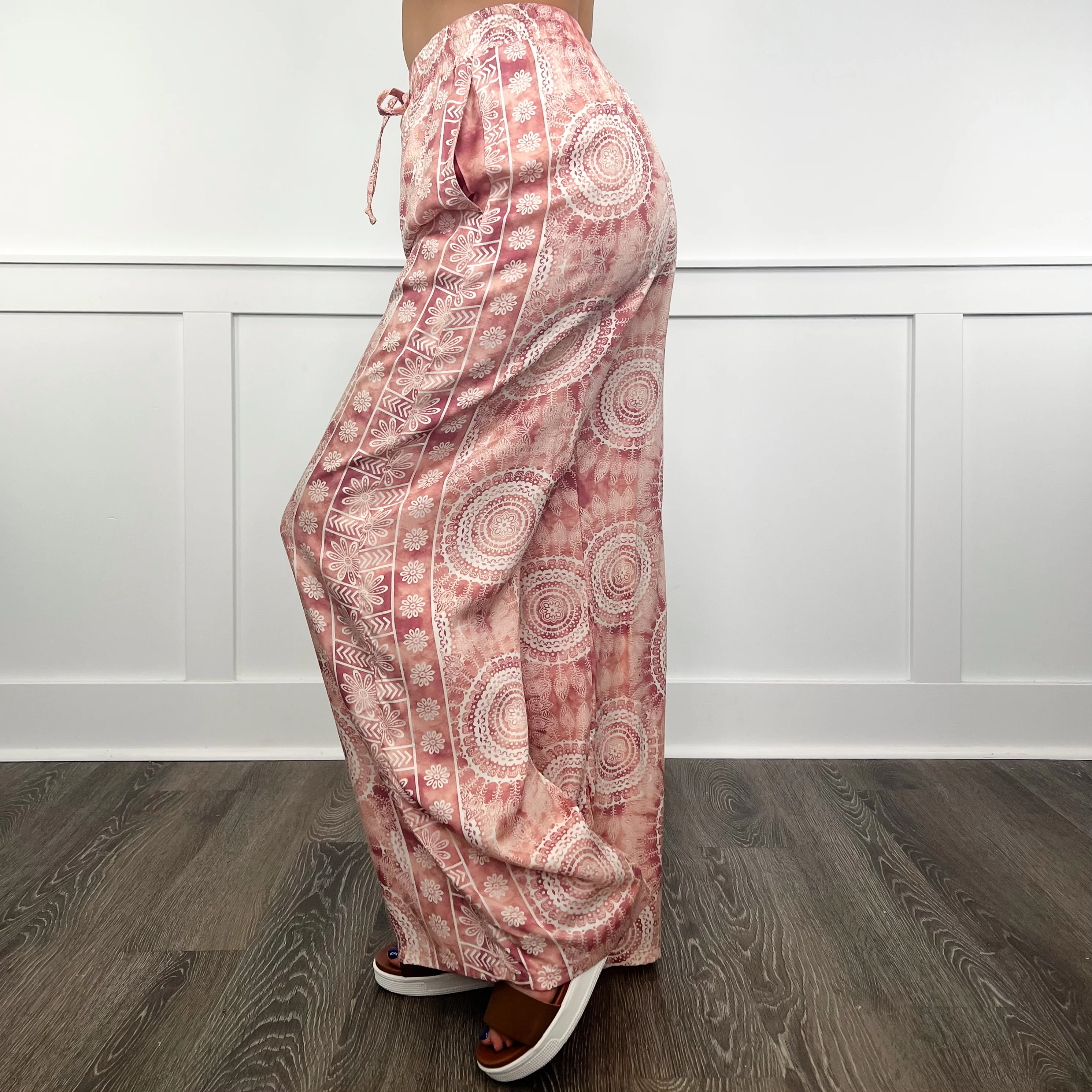 Inner Peace High-Rise Rayon Wide Leg Pink Avery Mae Bottoms - Image 3