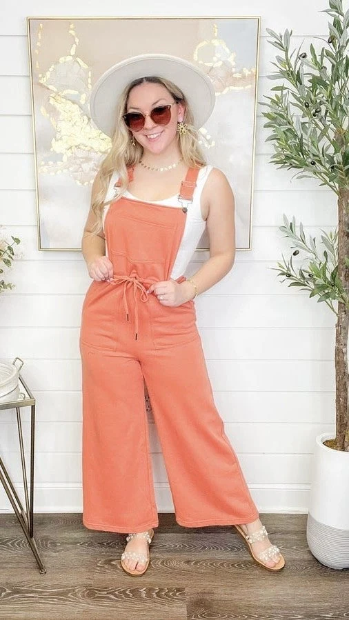 It's Groovy Cotton Blend Peach Overalls - Image 2