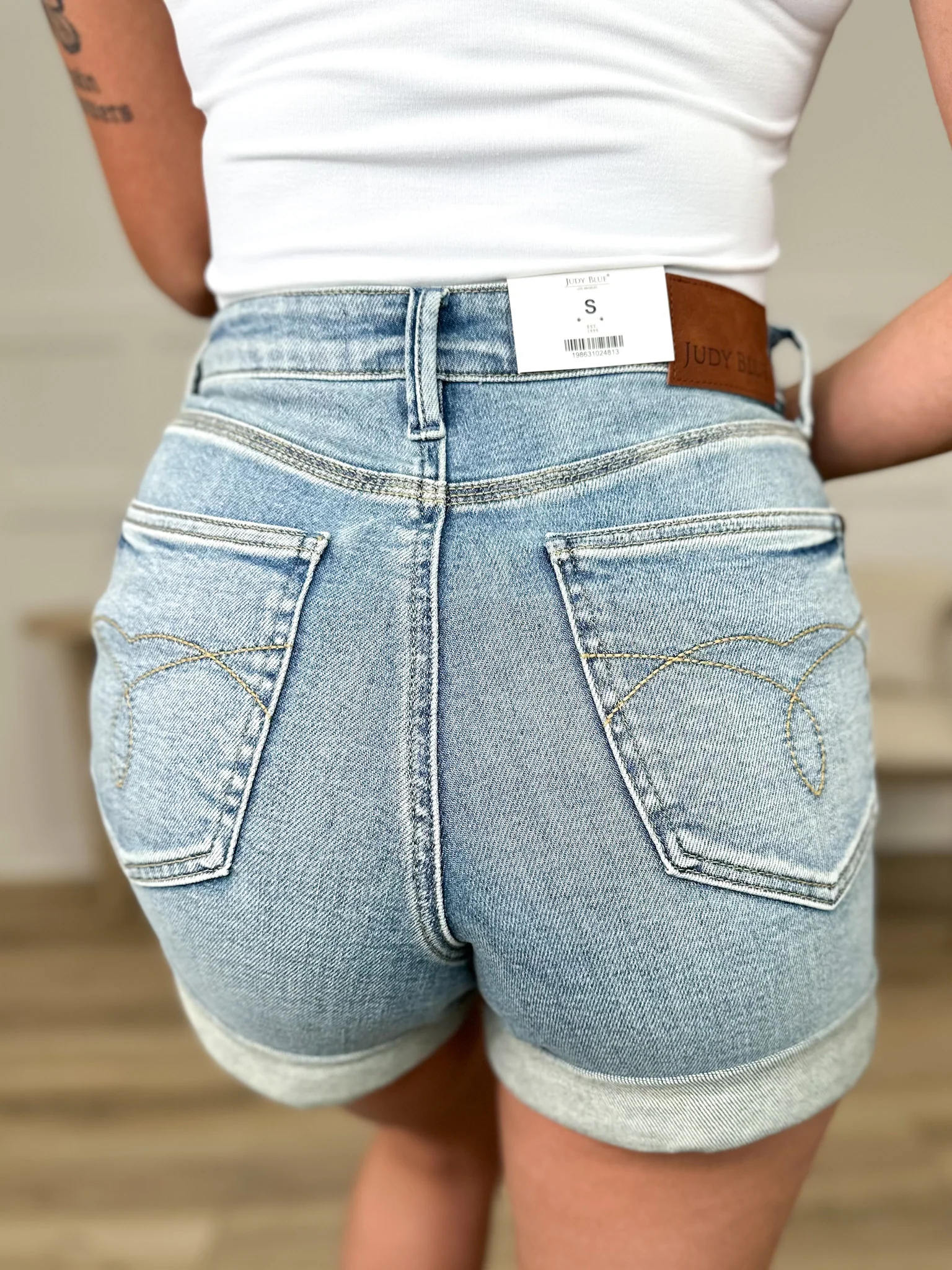 Judy Blue Aura Tummy Control Denim Shorts - Medium Wash (Non-Distressed) - Image 2