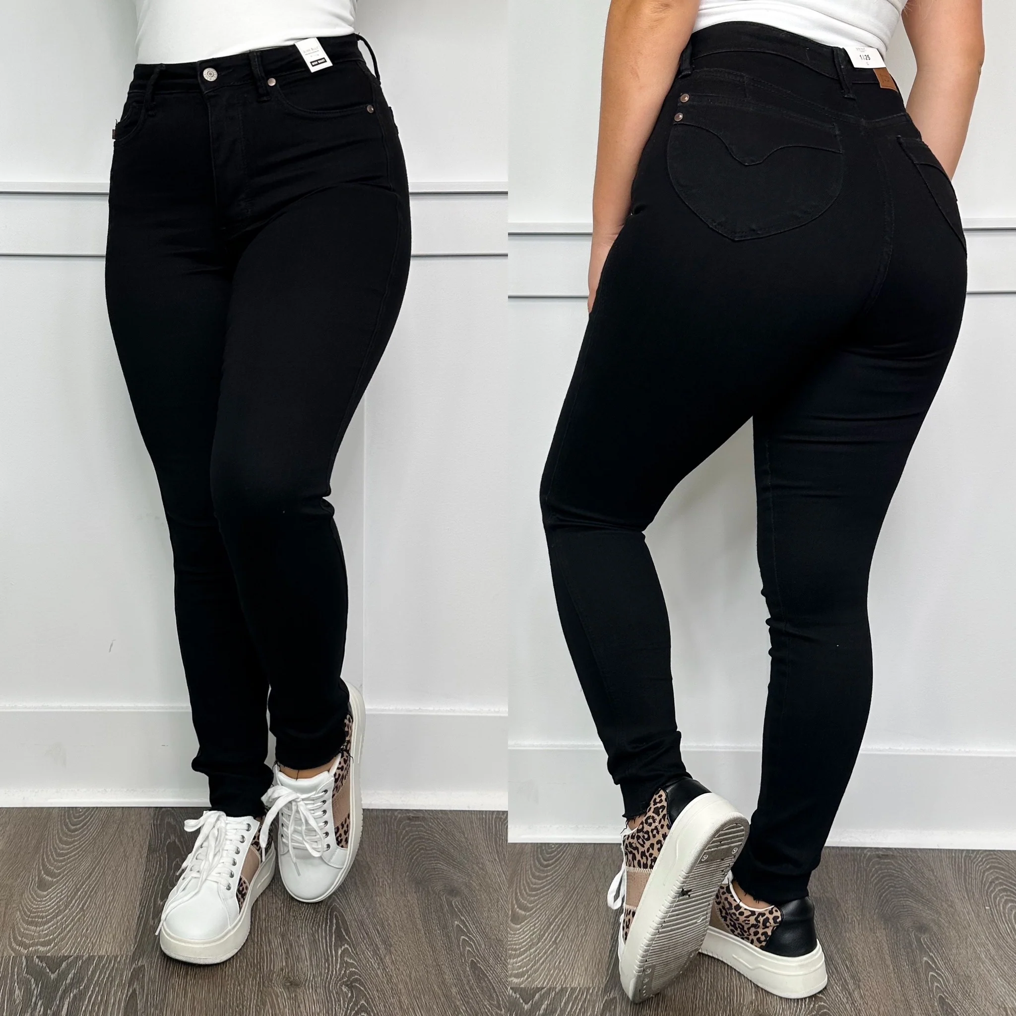 Judy Blue Blair Tummy Control High-Rise Skinny Raw Hem Black Jeans - Image 4